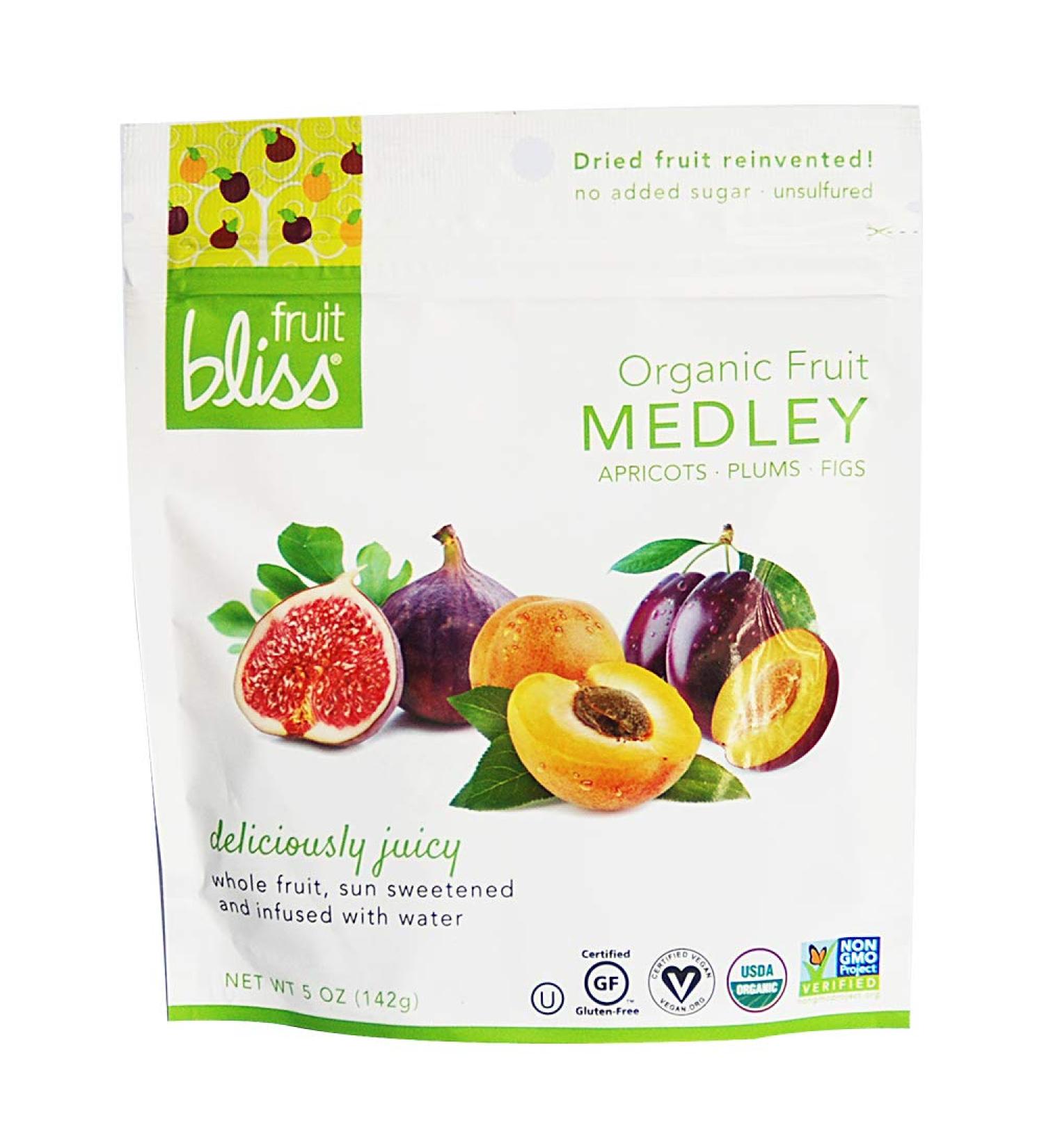Fruit Bliss Organic Dried Fruit Mix - Apricots, Plums & Figs | Gluten-Free Vegan Snacks (5oz Pack) - Buy Online on GoSupps.com