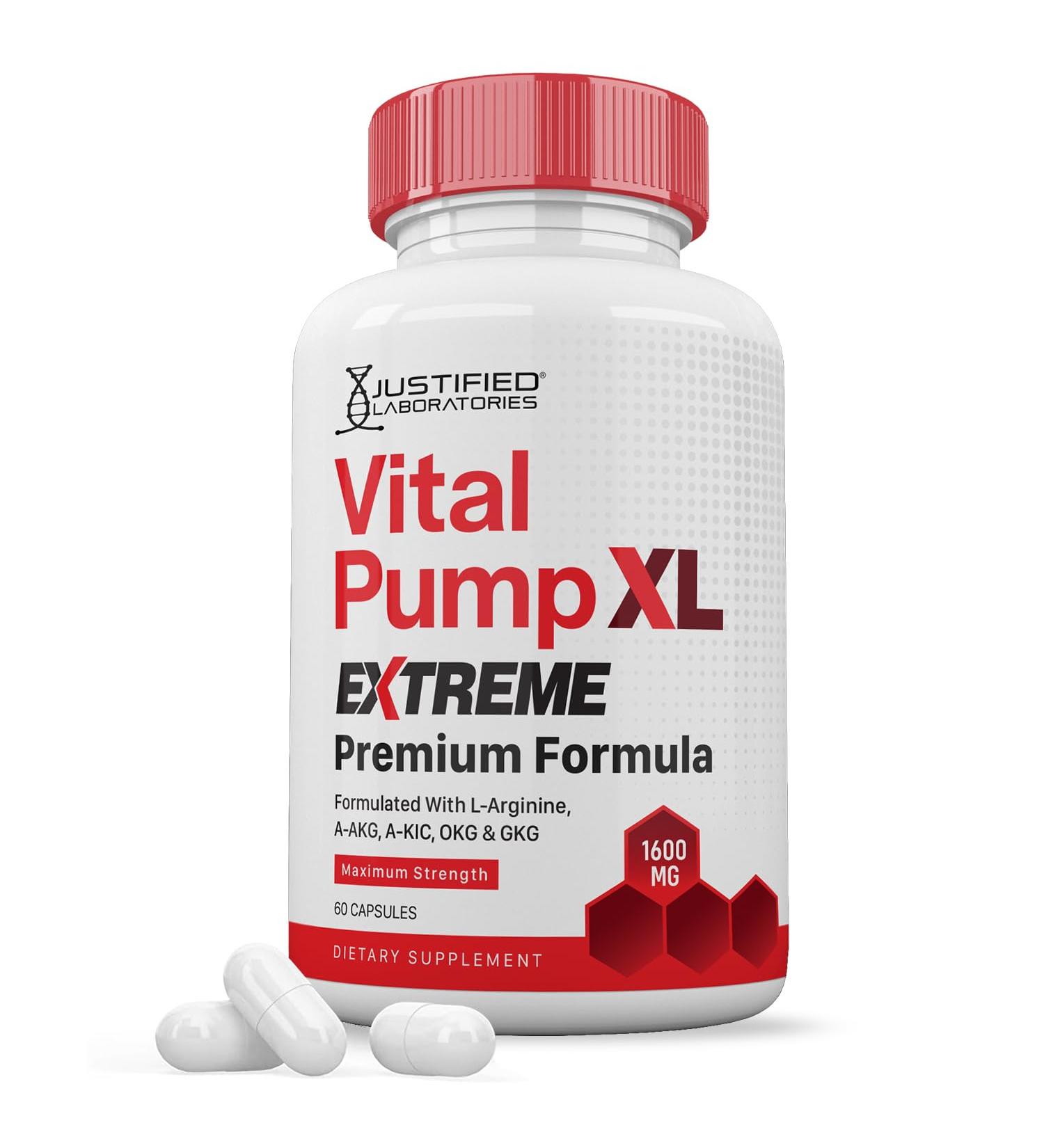 Vital Pump XL Extreme Pills 1600MG Premium Formula Proprietary Blend for Men's Health 60 Capsules 60 Count (Pack of 1) - Buy Online on GoSupps.com