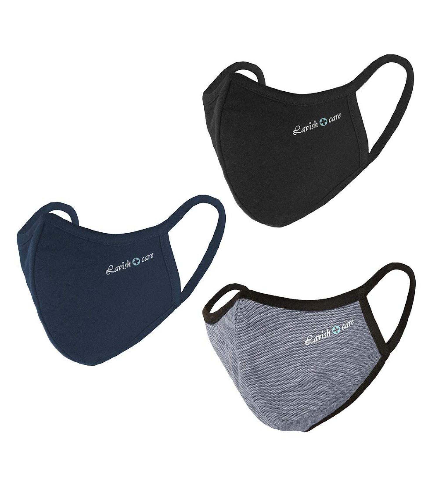 Buy Lavish Care Cloth Face Masks - Washable & Reusable 5-Layer Cotton Masks - Pack of 3 Colors - International Shipping Available - Buy Online on GoSupps.com