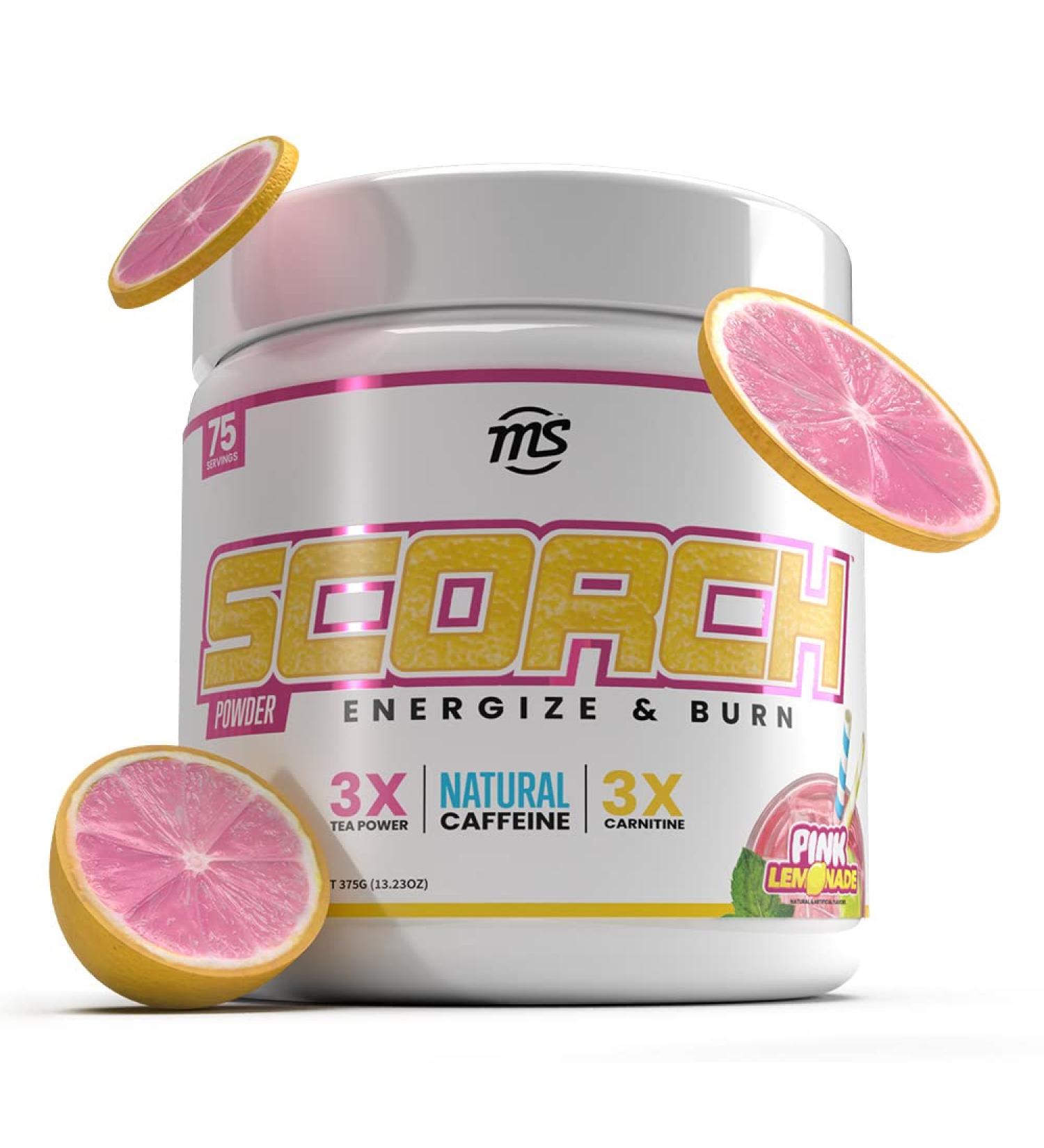 MAN Sports Scorch - Powerful Fat Burning Powder for Men & Women | Hunger Suppressant & Weight Loss Supplement | 375g 75 Servings - Pink Lemonade Flavor - Buy Online on GoSupps.com