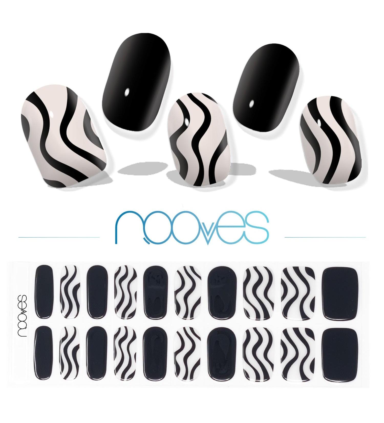  NOOVES NOOVES Nail Gel Sheets | Bold Zebra - Art Design 20 Pieces Premium Semi-Cured Gel Nails Gel Nail Stickers 1 Nail File and 1 Orange Stick Vegan - Buy Online on GoSupps.com