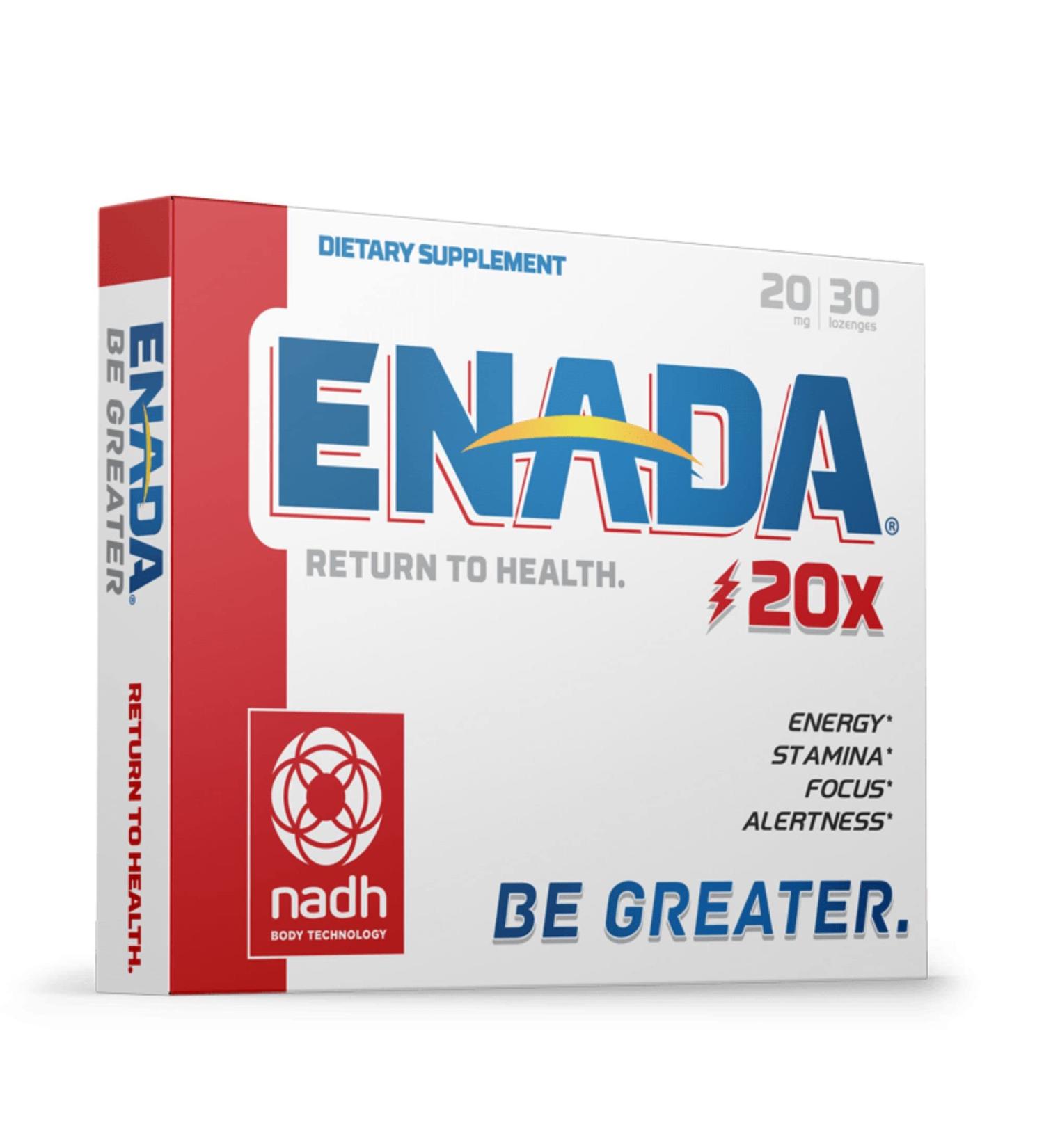 ENADA 20 x NADH Supplement - Boost Energy & Mental Focus | Natural Stamina Aid | 30 Lozenges for Fatigue Support | 20mg NADH per Serving | Energy Supplements for Men & Women - Buy Online on GoSupps.com