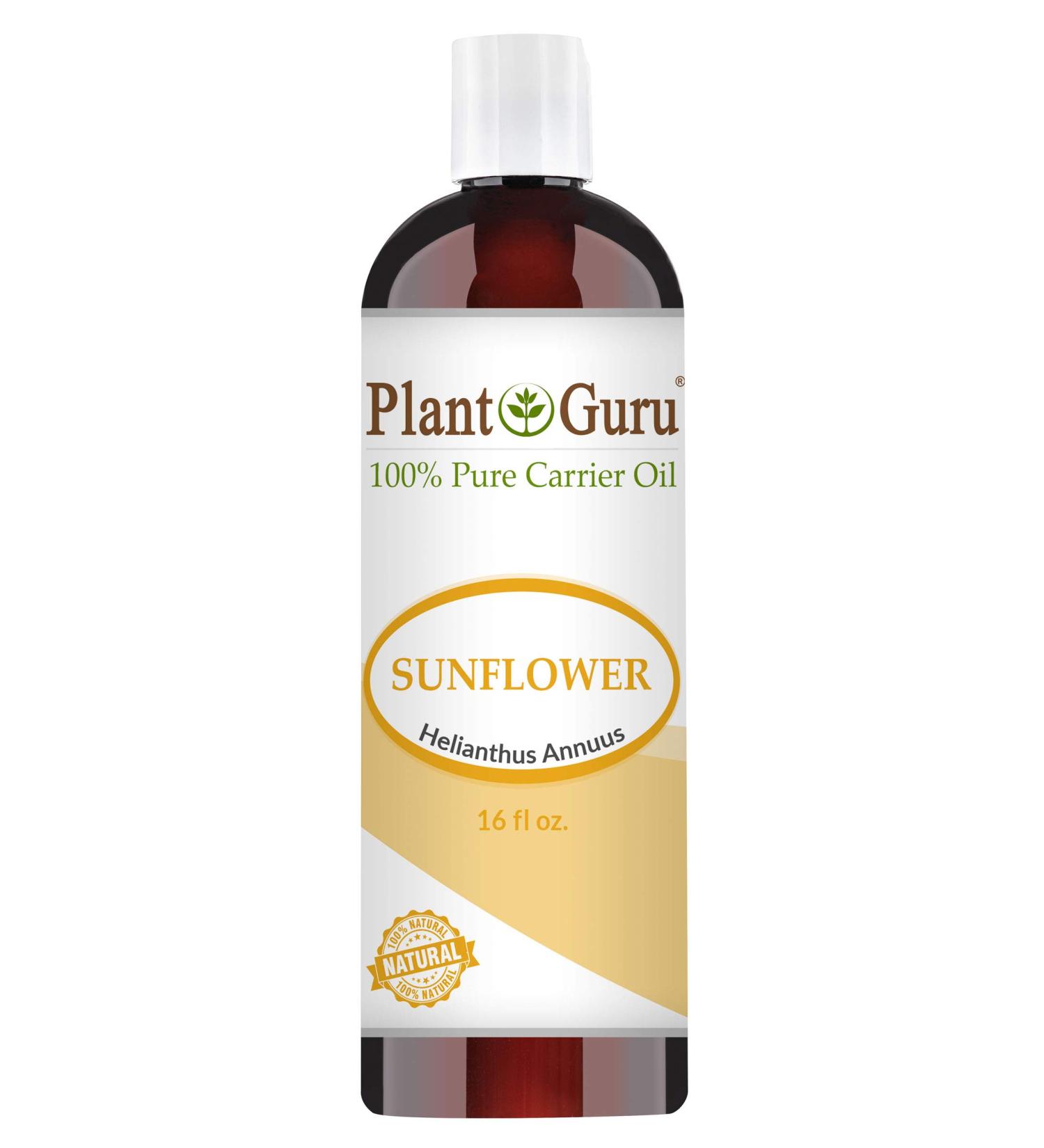 Sunflower Oil 16 oz Cold Pressed Carrier 100% Pure Natural For Skin  Body  Face  and Hair Growth Moisturizer. Great For Creams  Lotions  Lip balm and Soap Making 16 Ounce