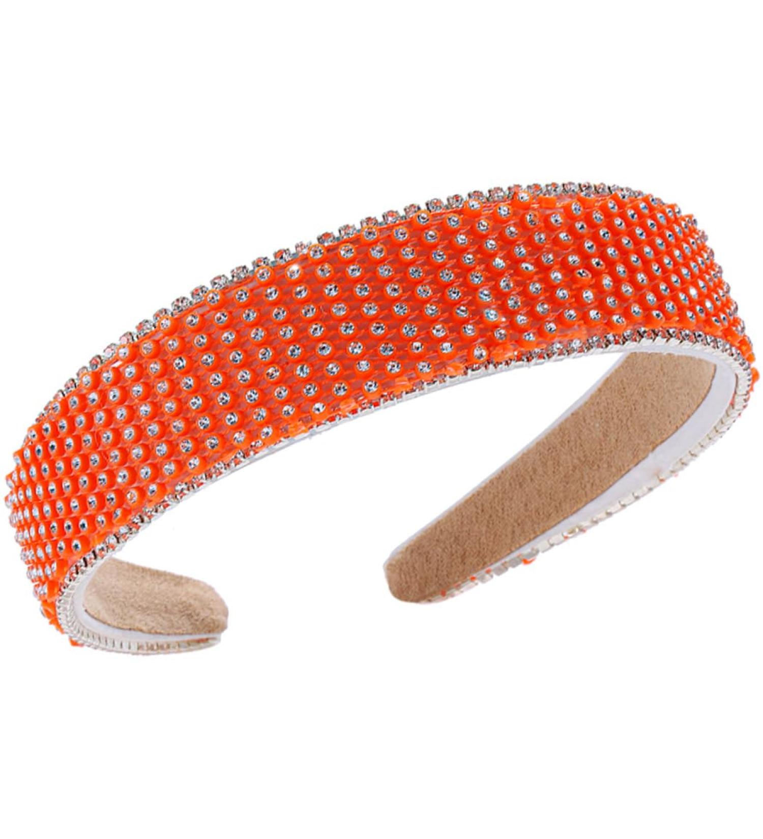 Flayem Rhinestone Rainbow Headband Sparkly Glitter Padded Wide Hair Band Gorgeous Hair Accessories for Women and Girls (Orange) - Buy Online on GoSupps.com