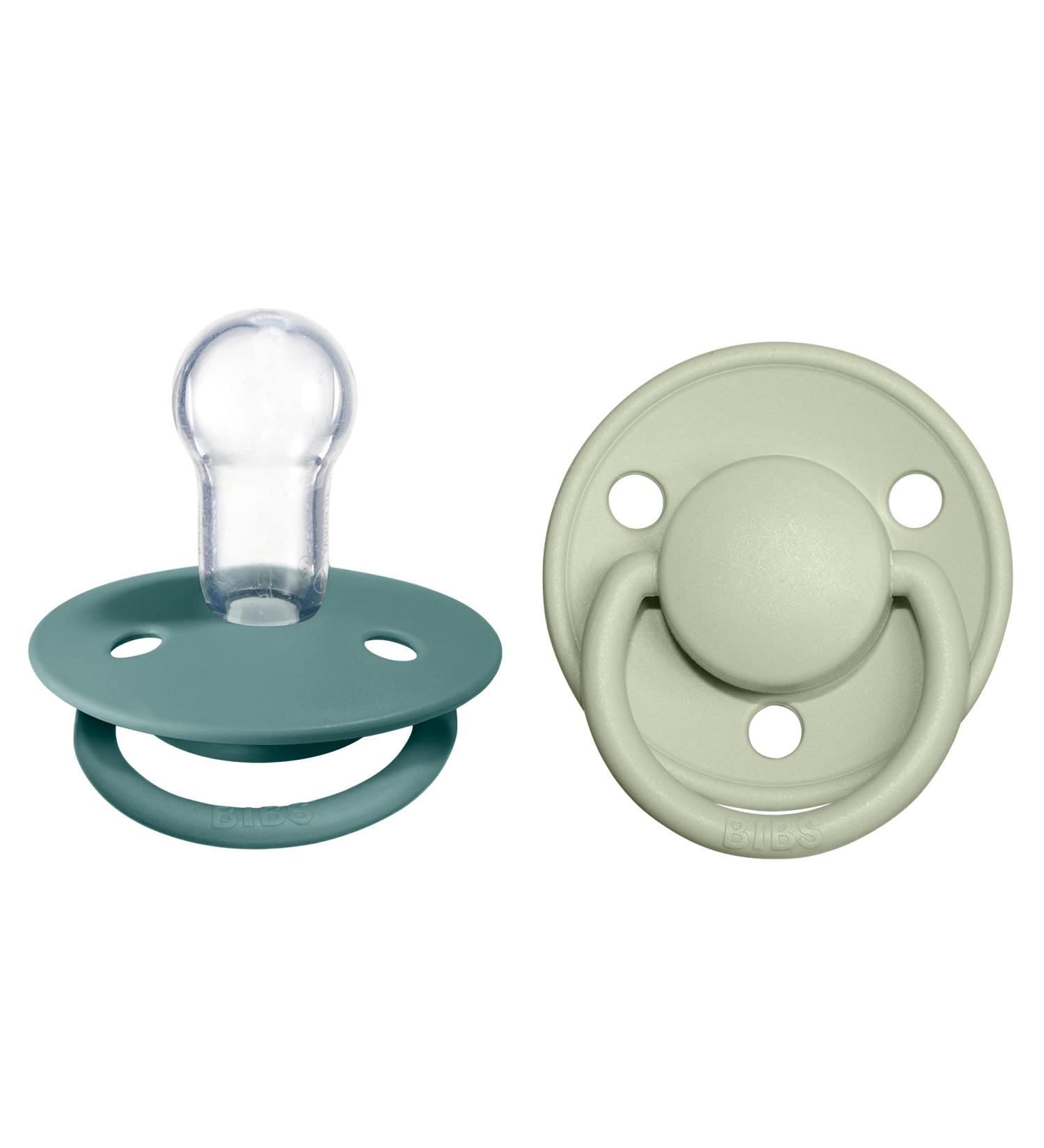 BIBSE de Lux Schnuller 2-Pack - BPA-Free Cherry Shape Nipple Silicone Made in Denmark | 0-36 Months - Island Sea/Sage - Buy Online on GoSupps.com