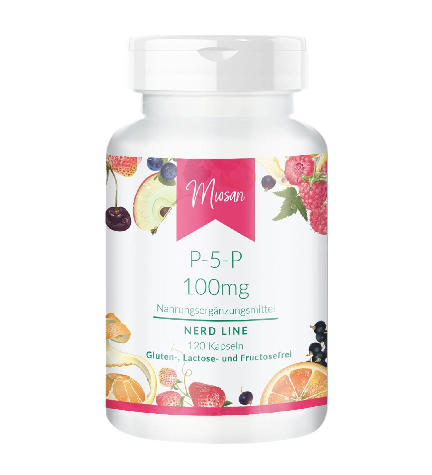 Pyridoxal -5 -phosphate 100mg (P -5 -P) - Nerd Line - 120 capsules - high -dose - 100% vegan - Production & laboratory test in Germany |Miosan Club - exclusive well -being