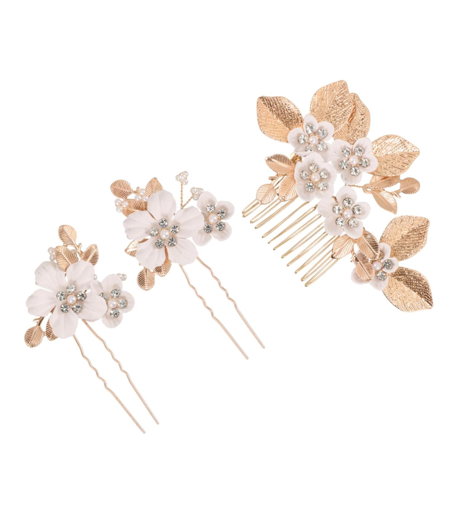 BELLIFFY 1 Set Leaves and Flowers Hair Comb Hair Comb Clip Girl Headpiece Bridal Hair Accessories Hair Accessories for Headpiece for Wedding Decoration Bride Headdress Flower Hair Pin - Buy Online on GoSupps.com