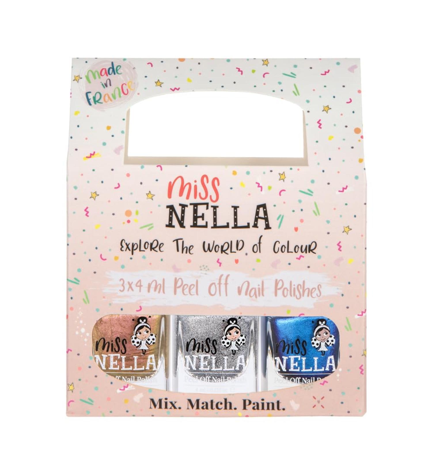 Miss Nella to the Moon and Back Nail Polish Set - Gold Siber & Blue | Odorless Peel-Off Water-Based Nail Art for Kids - International Shipping Available - Buy Online on GoSupps.com