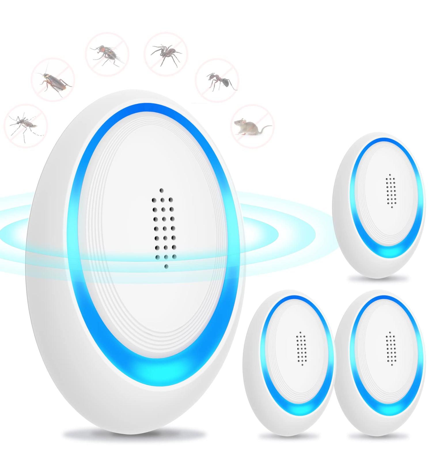 Ultrasound Pest Control 4-Piece Set | Effective Mouse & Insect Repellent | Human & Pet Safe Defense Against Rats Mice Mosquitoes & Cockroaches - Buy Online on GoSupps.com