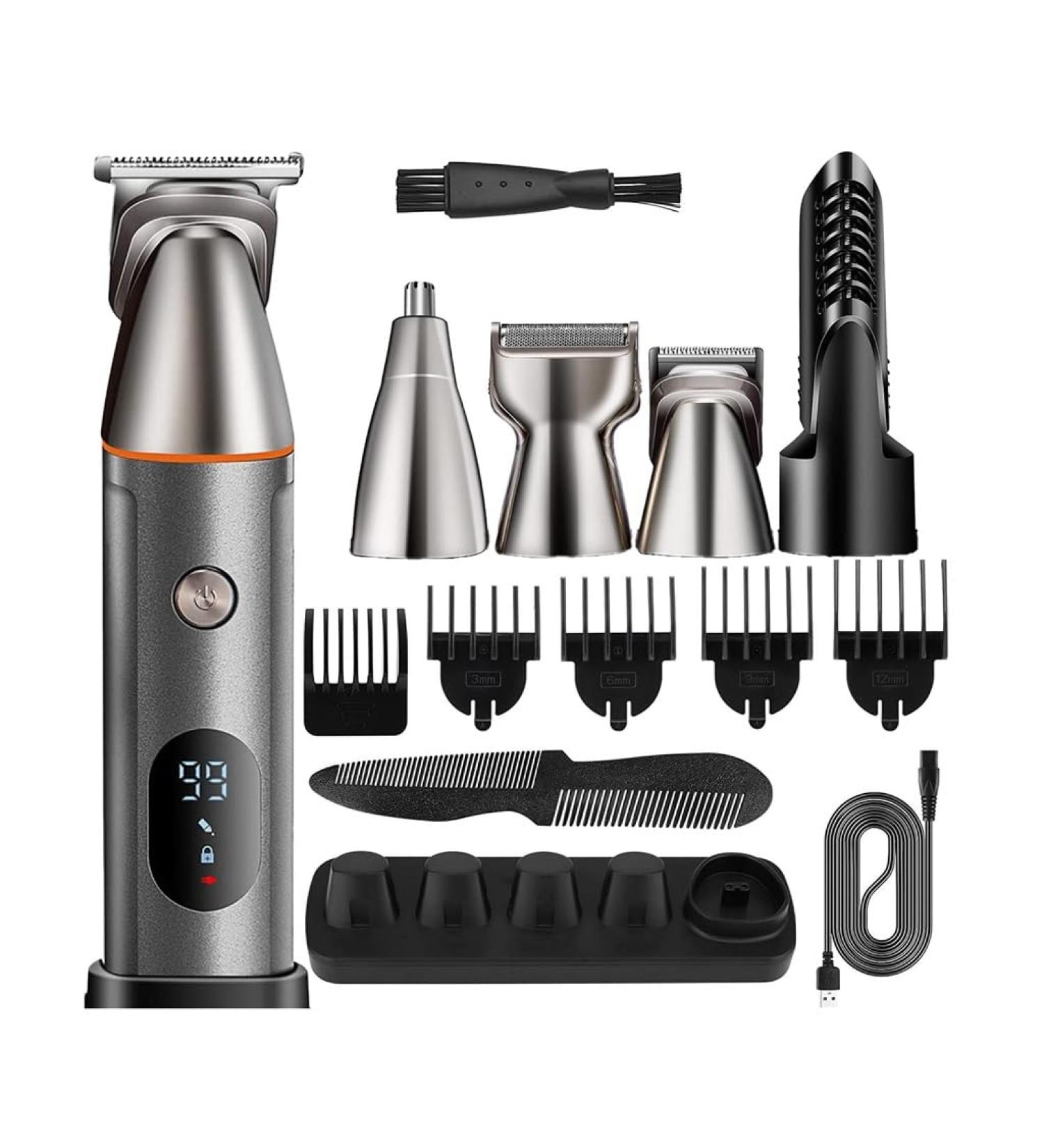Buy Digital Multifunctional Electric Hair Clipper - Gray | Versatile Hair & Nose Trimmer - International Shipping Available - Buy Online on GoSupps.com