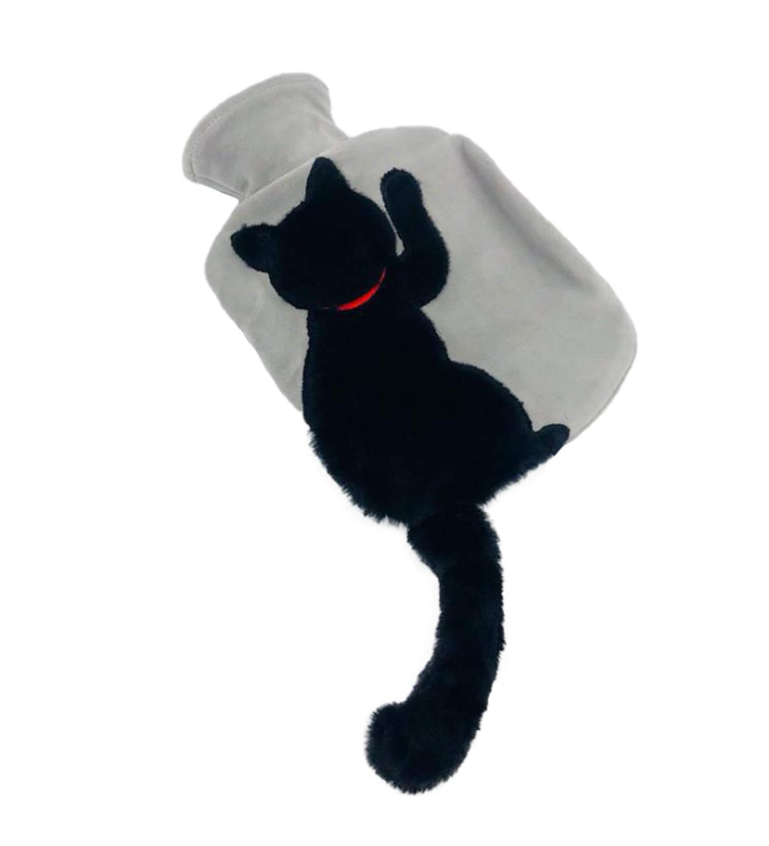 Buy Wyi Cute Cat Heat Bottle 1L - Plush Cover for Cramps & Pain Relief | Soft Rubber Hot Water Bottle in Gray - Buy Online on GoSupps.com