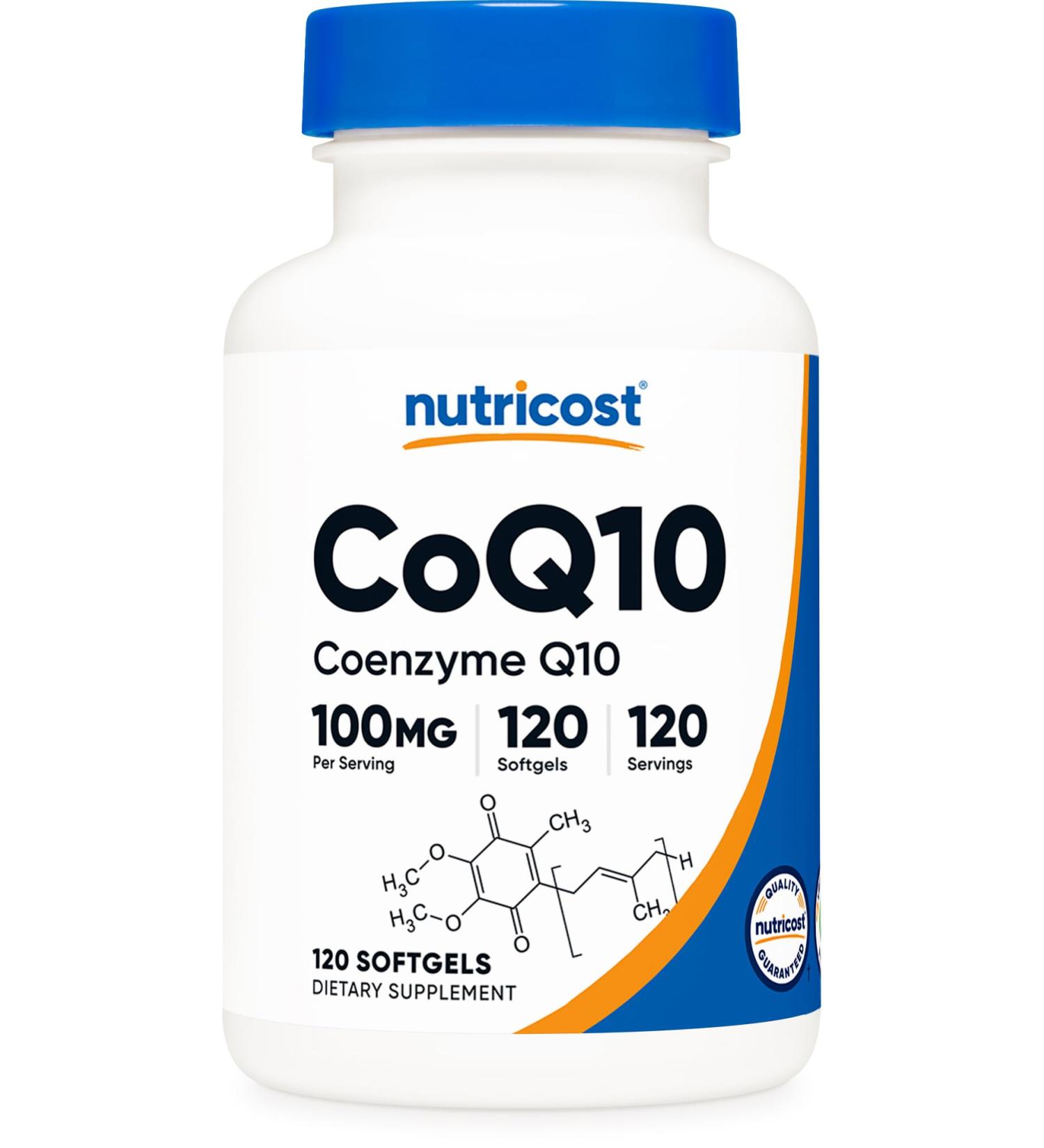 Nutricost CoQ10 Softgels - 100mg | Ultra Pure Gluten Free Non-GMO - 120 Servings | Best Absorption CoQ10 Supplement - Buy Online on GoSupps.com
