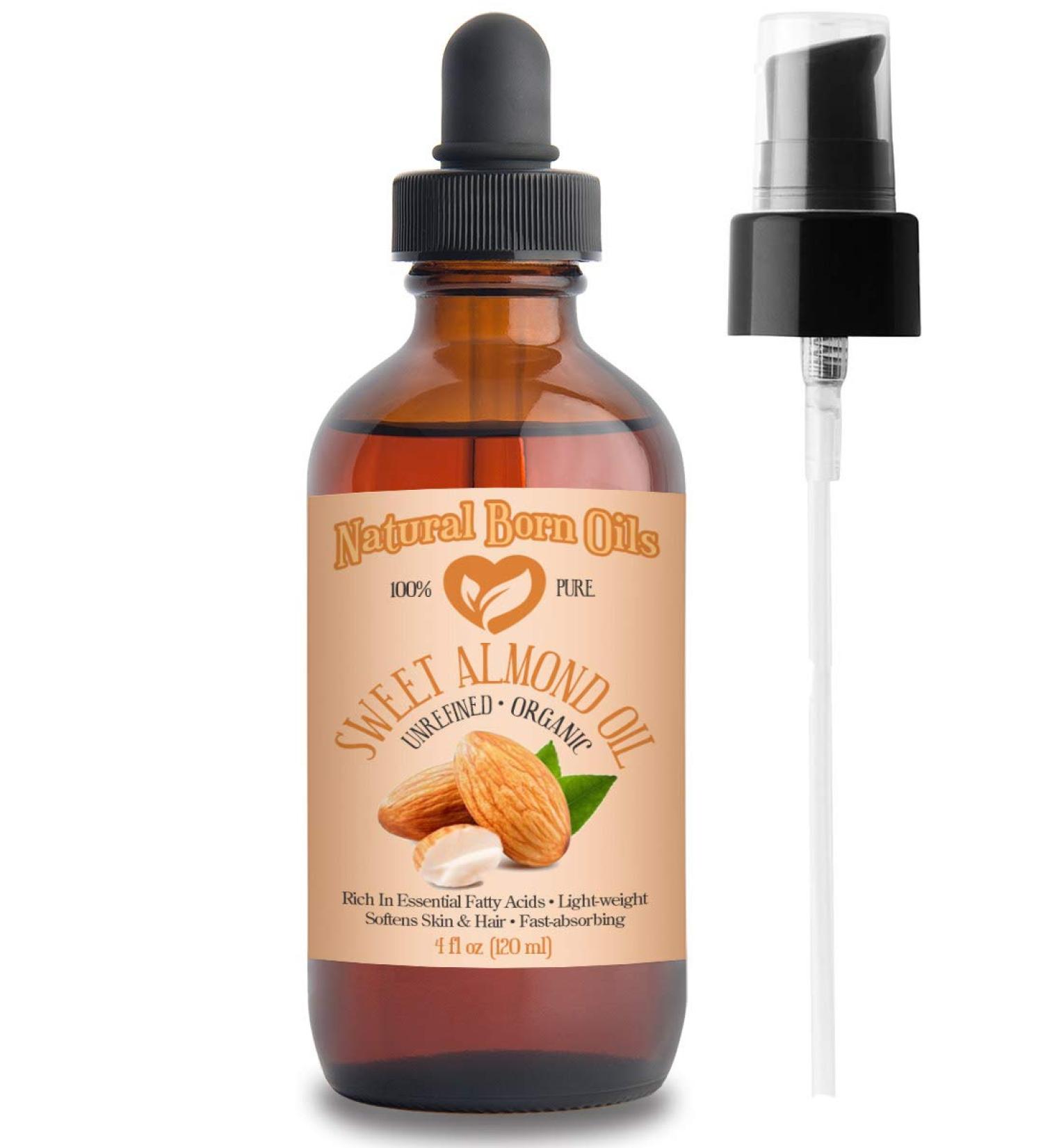 Sweet Almond Oil 4oz - 100% Pure Cold-Pressed Organic Moisturizer for Skin and Hair - Buy Online on GoSupps.com
