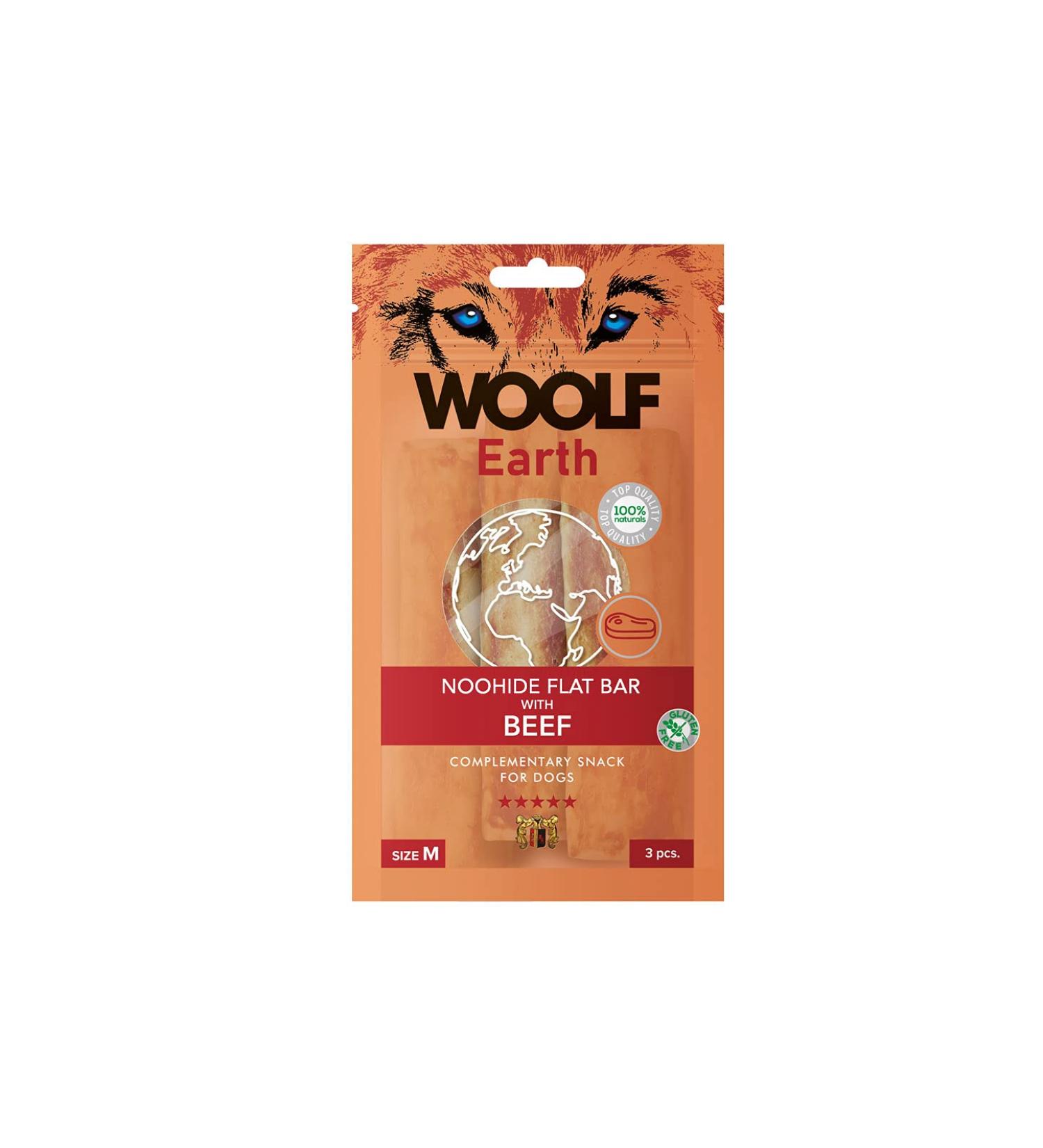 Woolf Earth Flat Bar with Beef M 90gr (10uds)