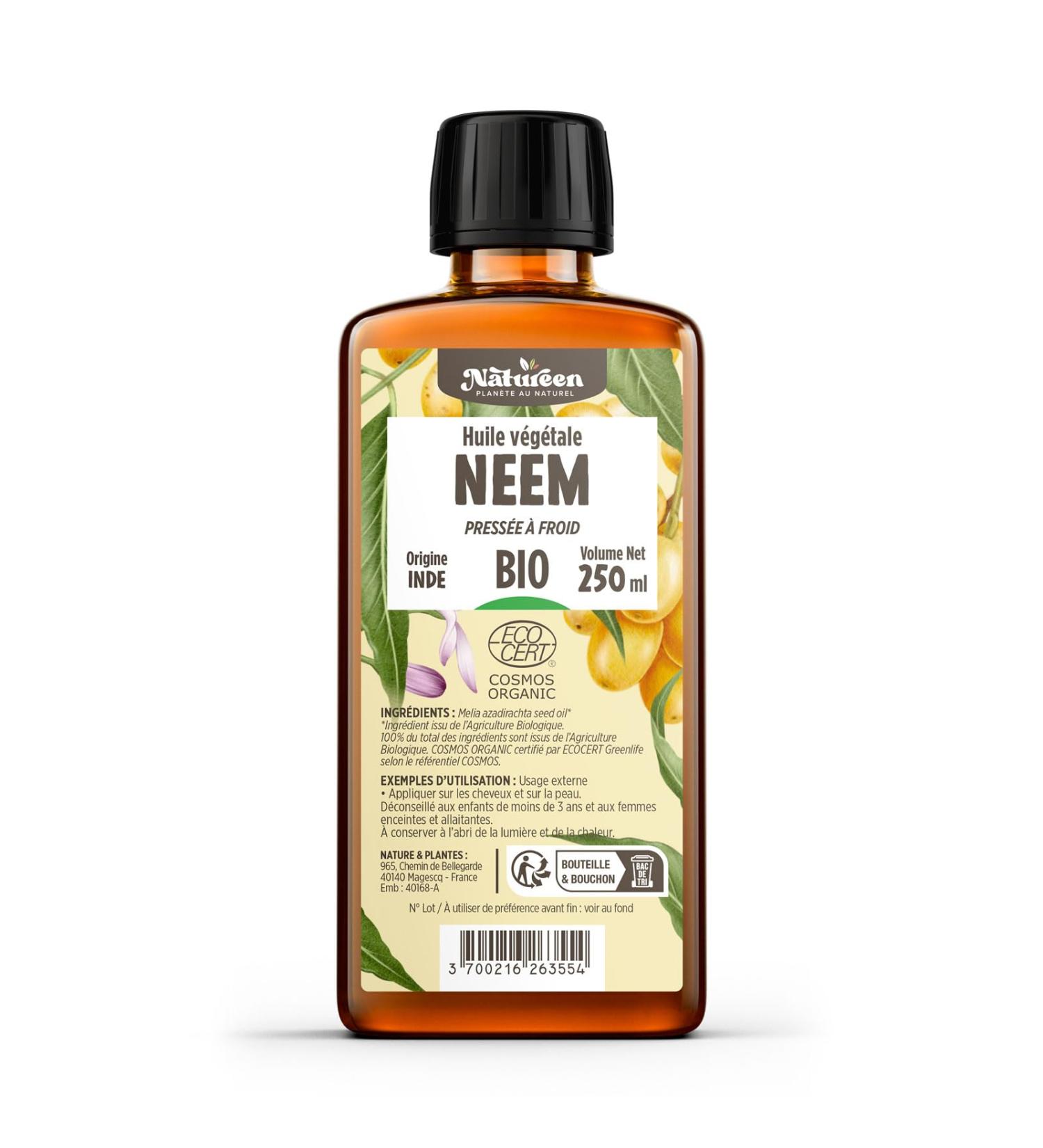  Plan te au Naturel Organic Neem Oil 250ml - Cosmos Organic - Natureen | Plan te au Naturel - 100% Pure and Natural - Face Body Scalp - Buy Online on GoSupps.com