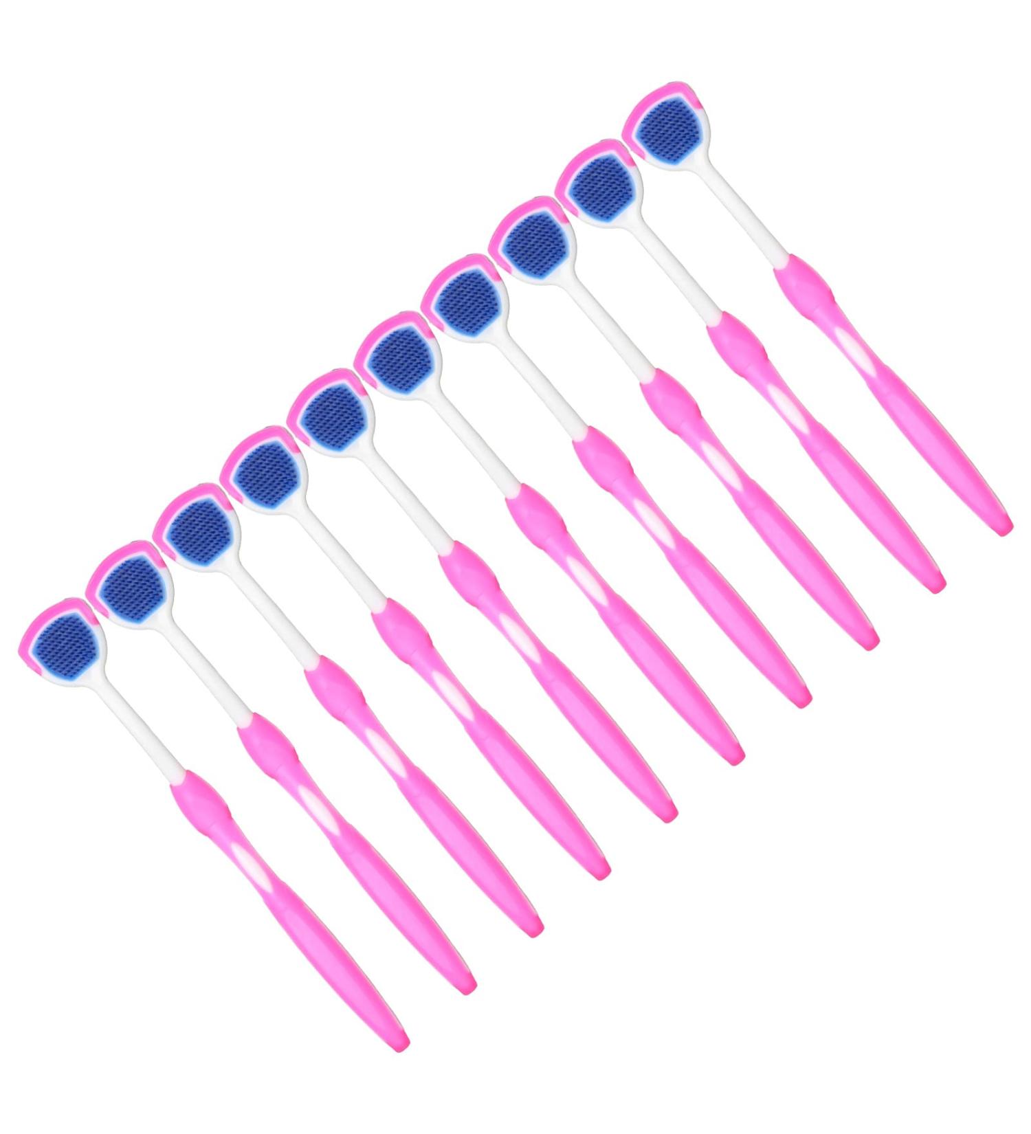 Buy Ergonomic Silicone Tongue Cleaner Brush - 10 Pack Long Handle for Adults (Pink) | International Shipping - Buy Online on GoSupps.com
