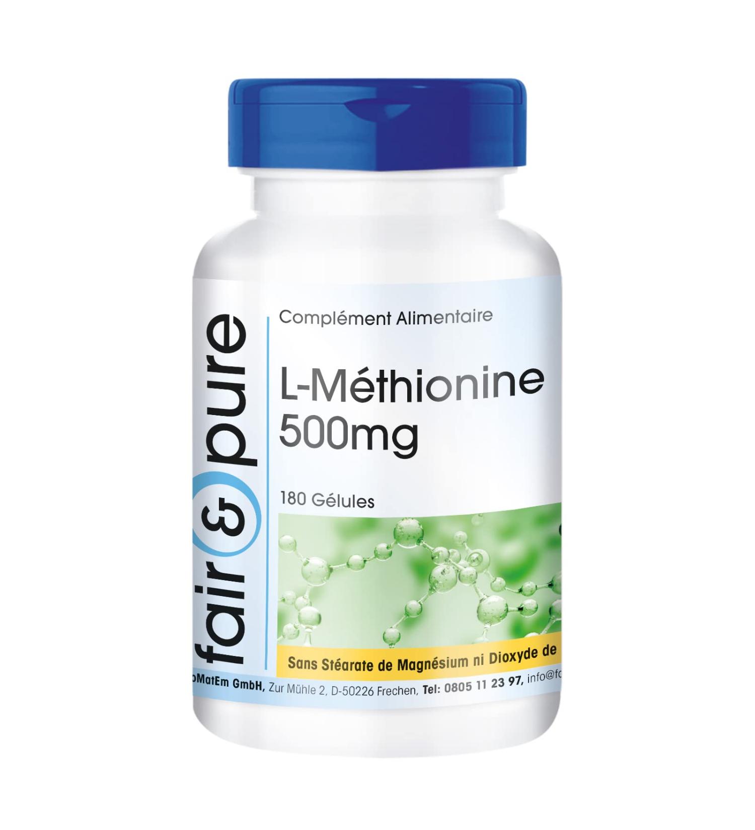 Fair & Pure - L-Methionine 500mg - high dosage - vegan - 180 capsules - Buy Online on GoSupps.com
