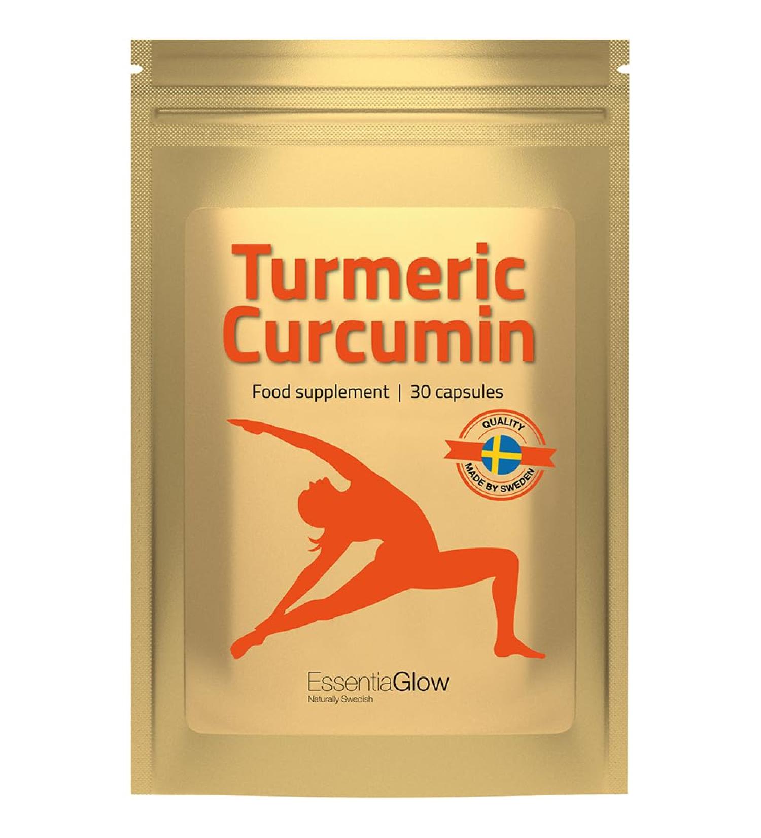 Essentiaglow 30 Turmeric Capsules Joint Health & Flexibility | Natural Inflammatory Inhibitors & Antioxidants | Vegan | 1 Month Supply - Buy Online on GoSupps.com