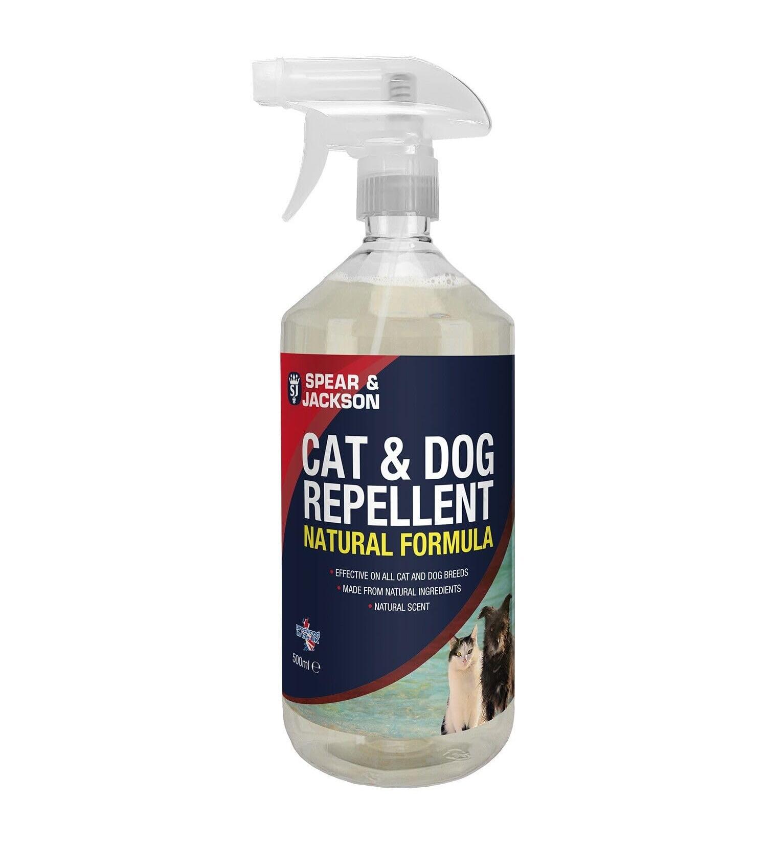 Spear and Jackson - Cat and Dog Repellent 500ml Spray - Made from natural ingredients Peppermint Scent - Effective on all types of Cats and Dogs