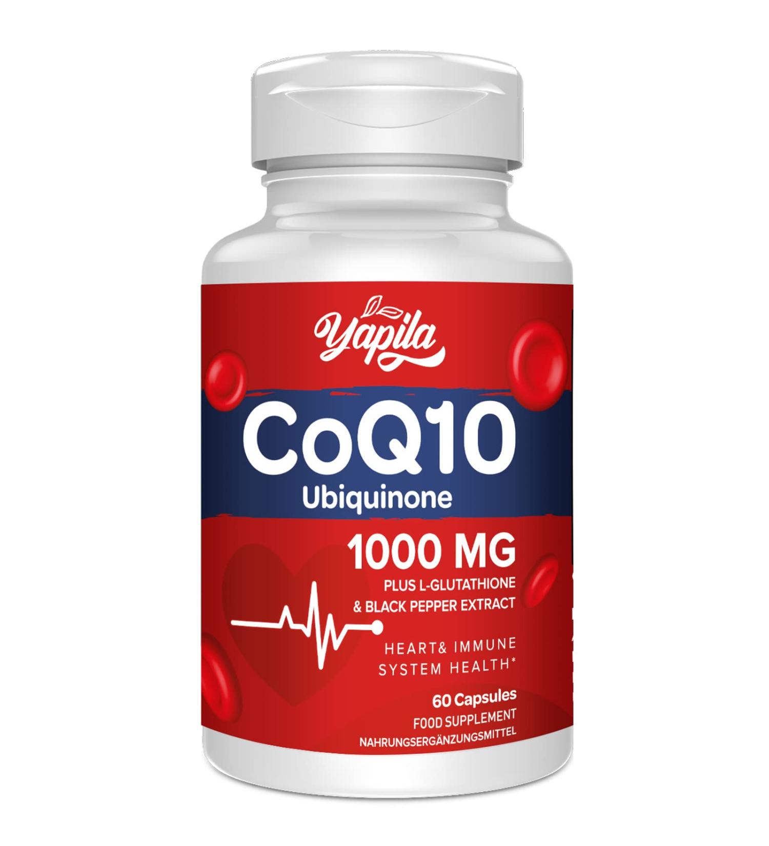 CoQ10 with L-Glutathione 1000mg Capsules - 100% Fermented Coq10 Supplement High Absorption Super Strength Coenzyme Q10 Antioxidant Supplements Soy-Free Glute-Free Non-GMO Vegan 60 count (Pack of 1) - Buy Online on GoSupps.com