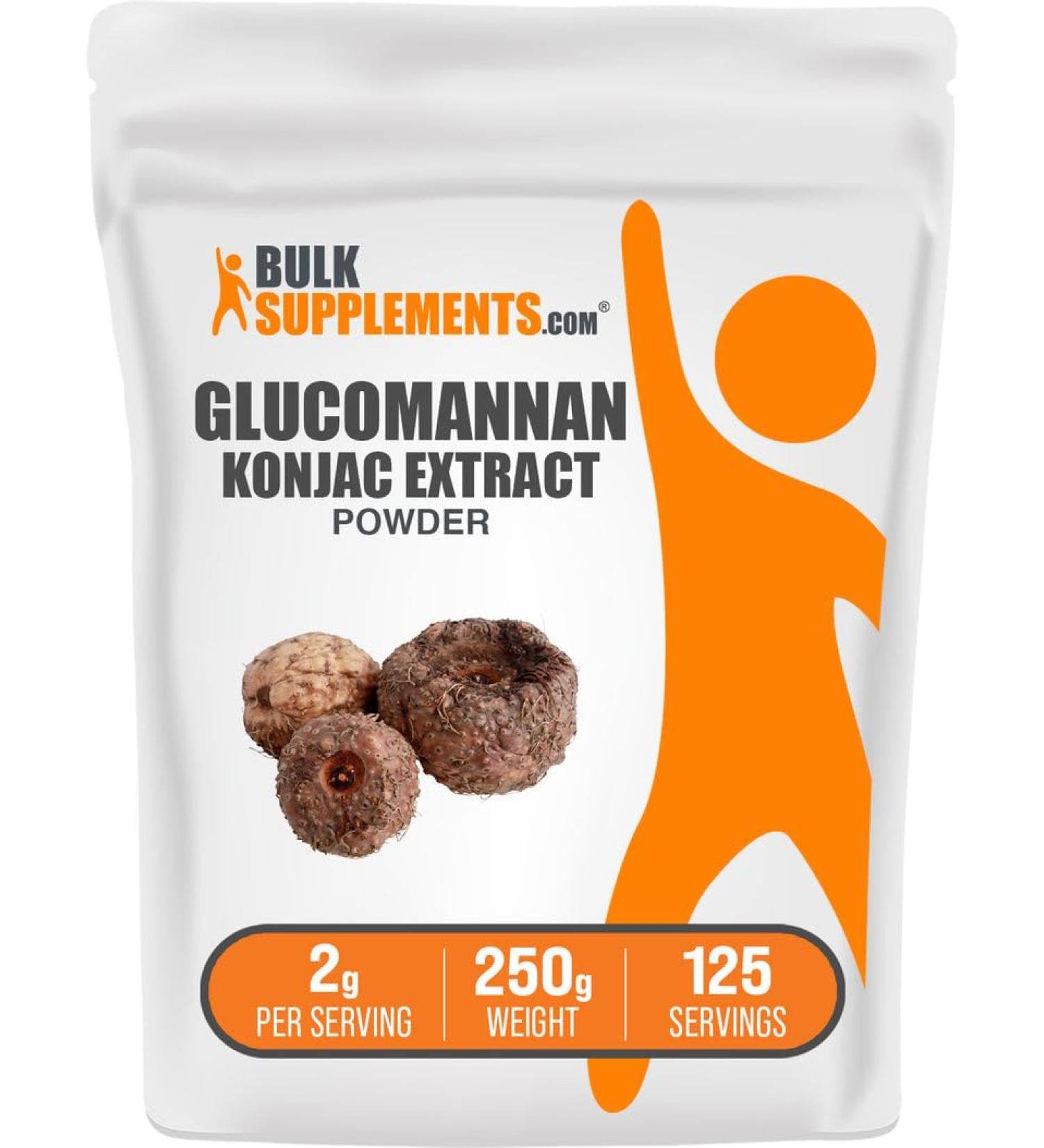 BulkSupplements.com Glucomannan Powder - from Konjac Root Extract Powder Glucomannan Supplements - Gluten Free 2g per Serving 250g (8.8 oz) (Pack of 1) 0.55 Pound (Pack of 1) - Buy Online on GoSupps.com