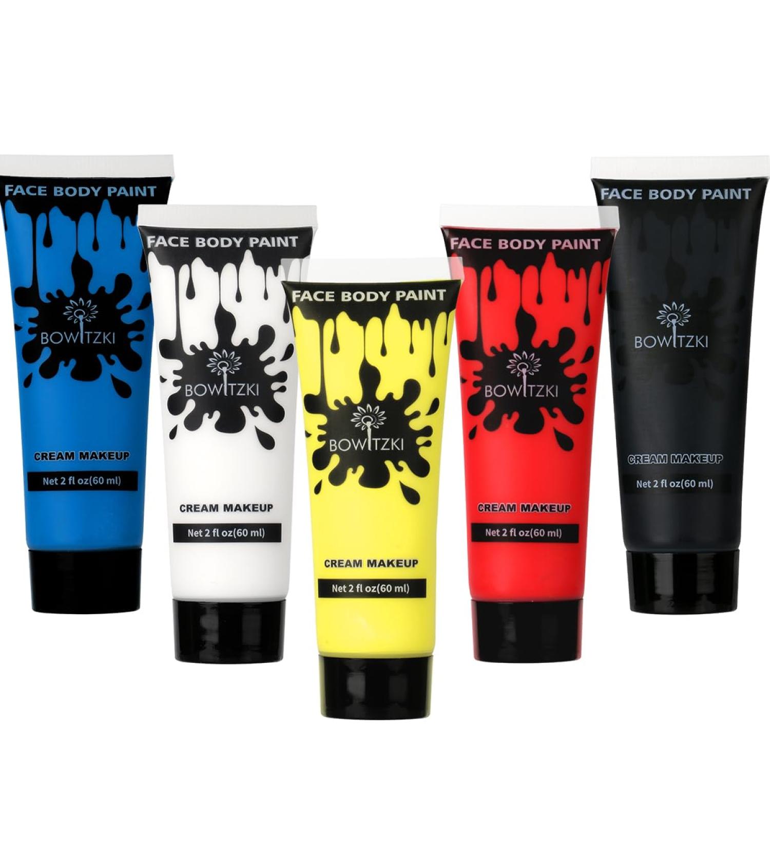 Bowitzki 2oz Face and Body Paint - Water-Based Makeup for Kids & Adults | Special Effects for Halloween Christmas Parties & Cosplay - 5 Basic Color Kit - Buy Online on GoSupps.com