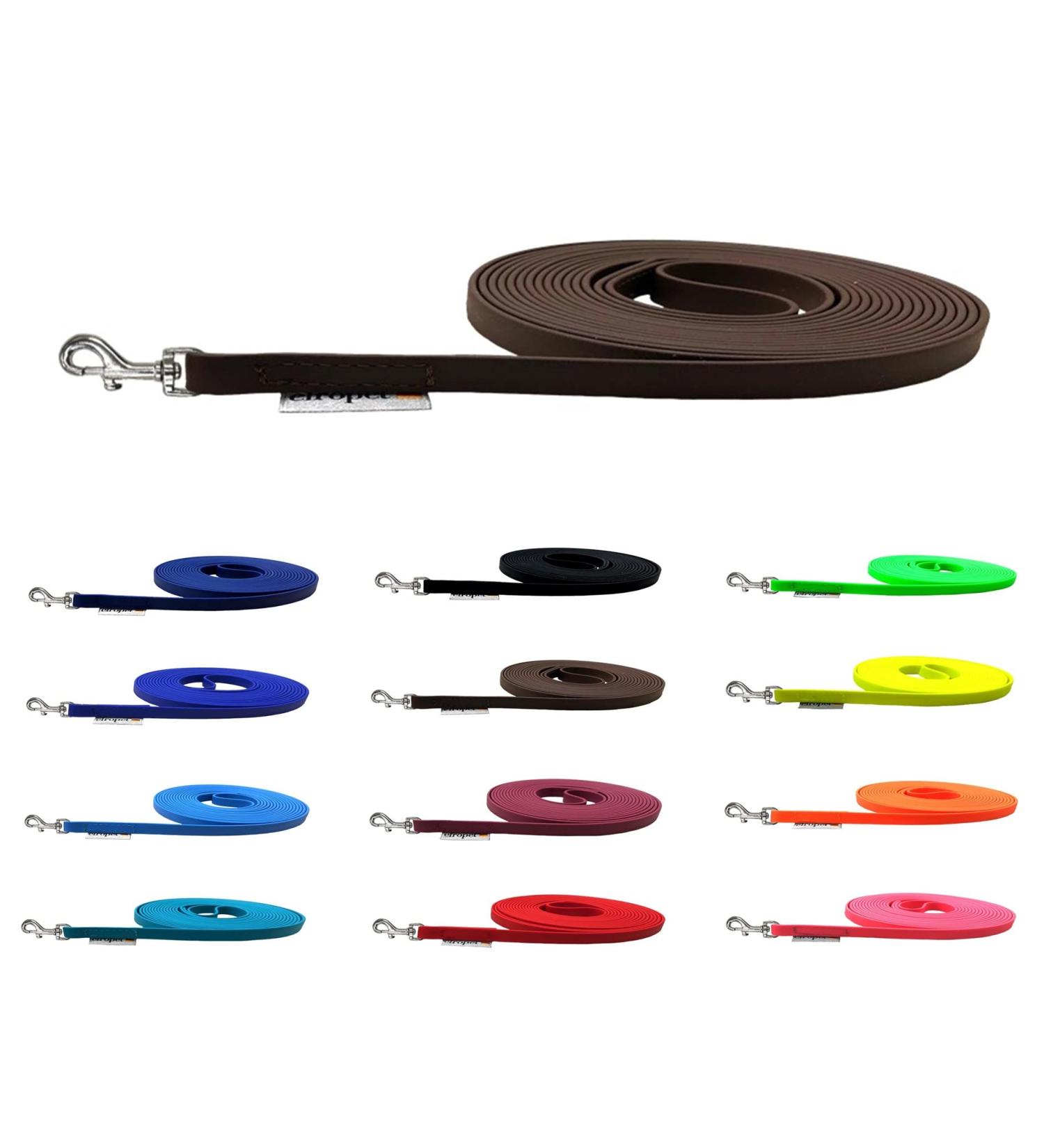 Drag Line Biothane Dog Leash for Small Dogs - Durable 9mm 3m/10m/15m Options 1.30m No Hand Loop Brown | International Shipping Available - Buy Online on GoSupps.com