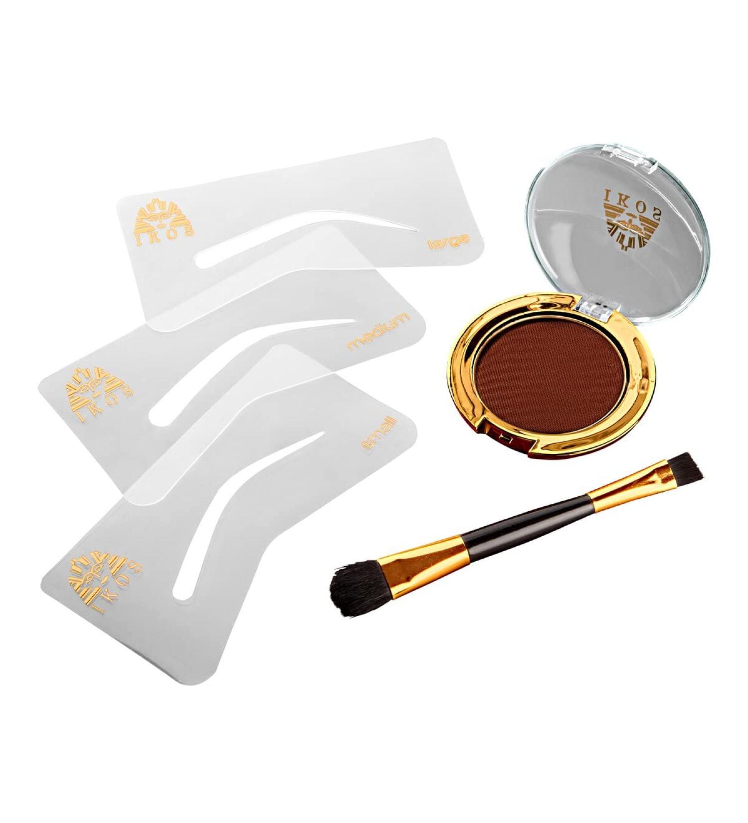 Ikos Eyebrow Shape Liner Set - Perfect for Blonde to Redhead with 3 Stencils Powder & Brush | International Shipping Available - Buy Online on GoSupps.com