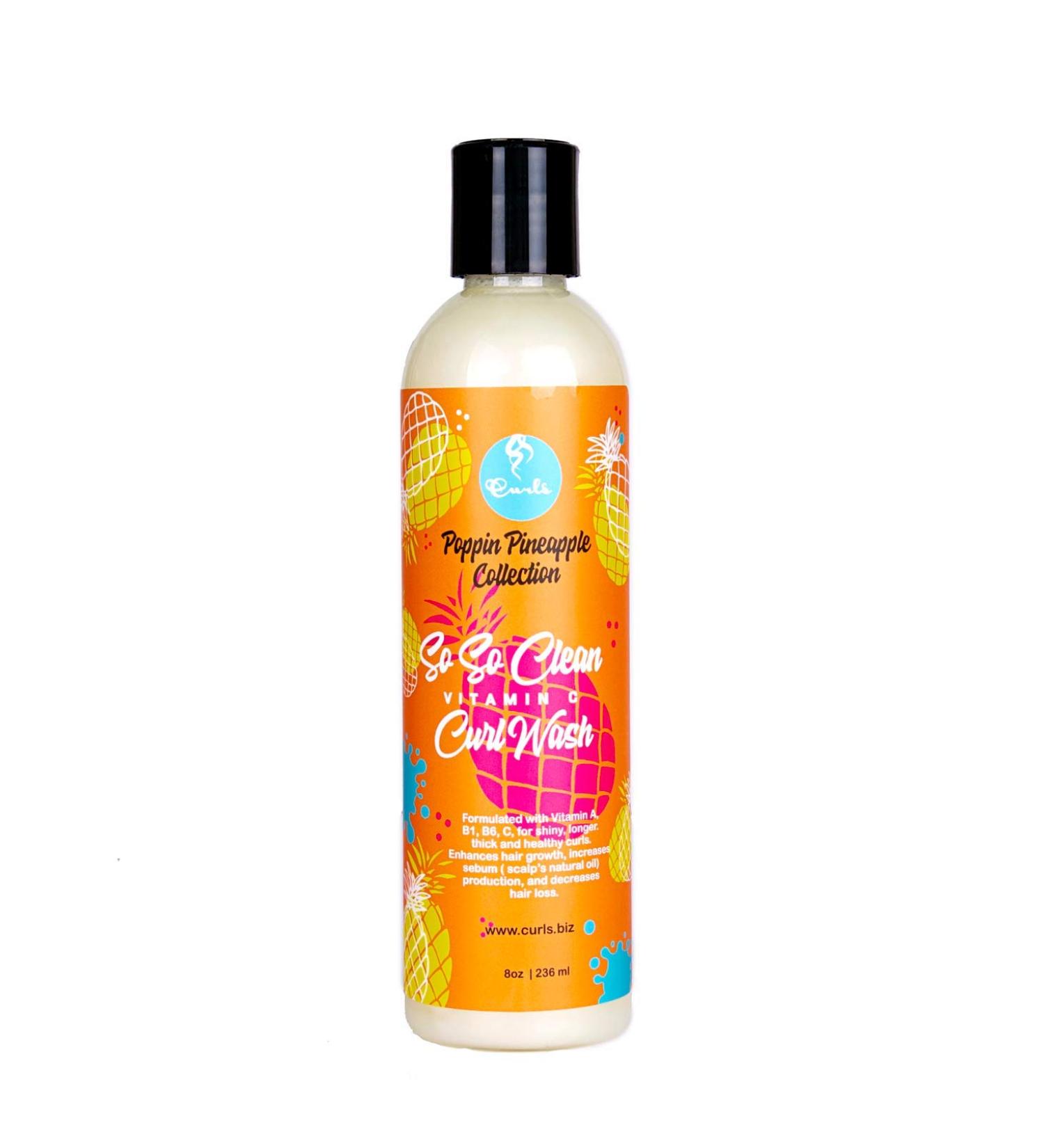 Curls Poppin Pineapple Collection: So So Clean Vitamin C Curl Wash 8 oz | Moisturizing & Energizing - Buy Online on GoSupps.com