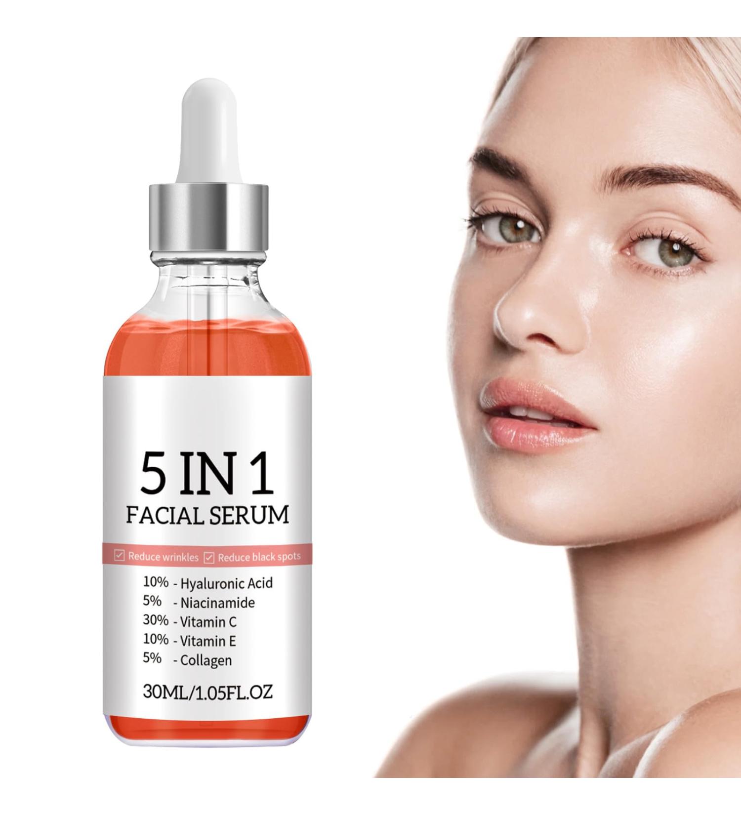 Facial serum anti-aging serum with niacinamide hyaluronic acid collagen hyaluronic serum with vitamin C E moisturizing serum anti-wrinkle dark spots and moisturizing - Buy Online on GoSupps.com
