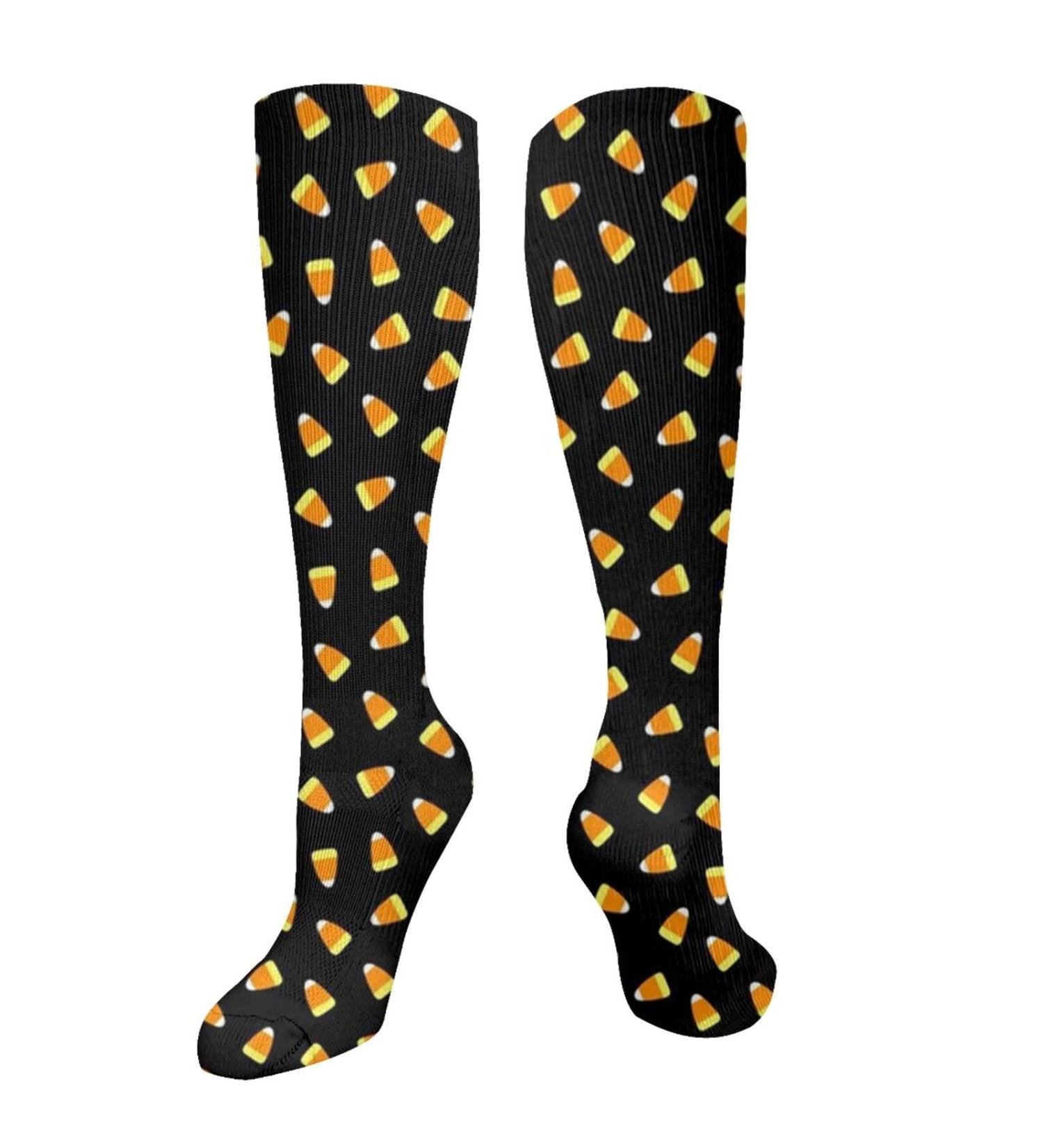 Shop Candy Corn Schwarz Halloween Compression Socks for Men & Women - 15-20 mmHg Circulation Support for Running & Cycling - Buy Online on GoSupps.com