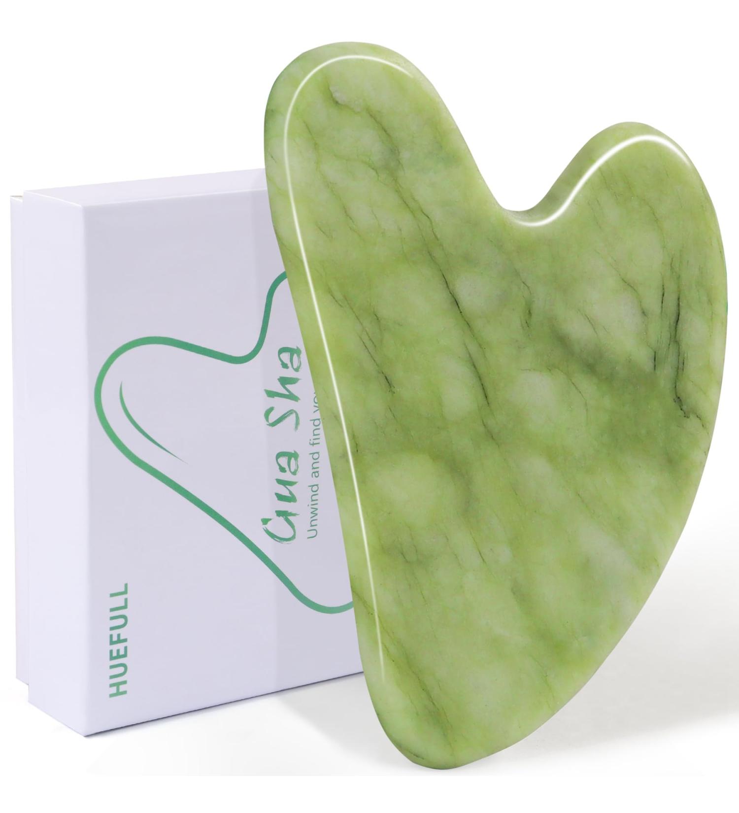 Huefull Gua Sha Facial Tool for Face & Body | Self Care & Tension Relief | Perfect Skin Care Gift for Men & Women | Xiuyan Green | Christmas Gifts - Buy Online on GoSupps.com