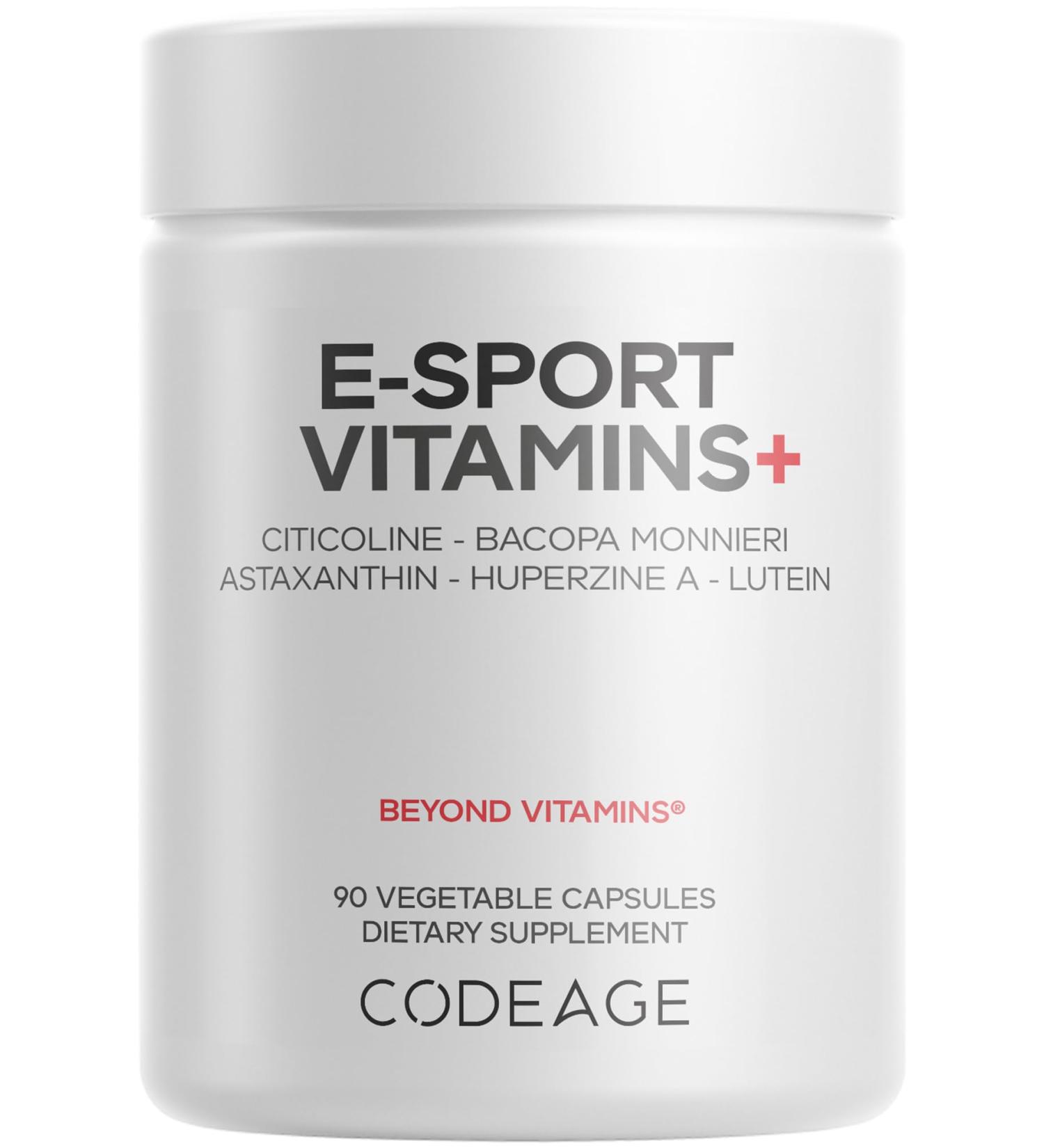 Codeage E-Sport Vitamins+ Citicoline Cognizin Bacopa Monnieri Supplement Multivitamins Astaxanthin L-Theanine Ginkgo Biloba Acetyl-L-Tyrosine Huperzine A Lutein Esport Gaming - 90 Capsules - Buy Online on GoSupps.com