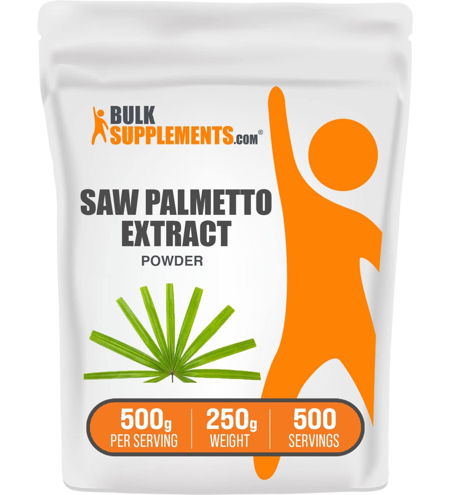 Saw Palmetto Extract Powder - 1000mg per Serving - Gluten Free - 250g (8.8 oz) - BulkSupplements - Buy Online on GoSupps.com