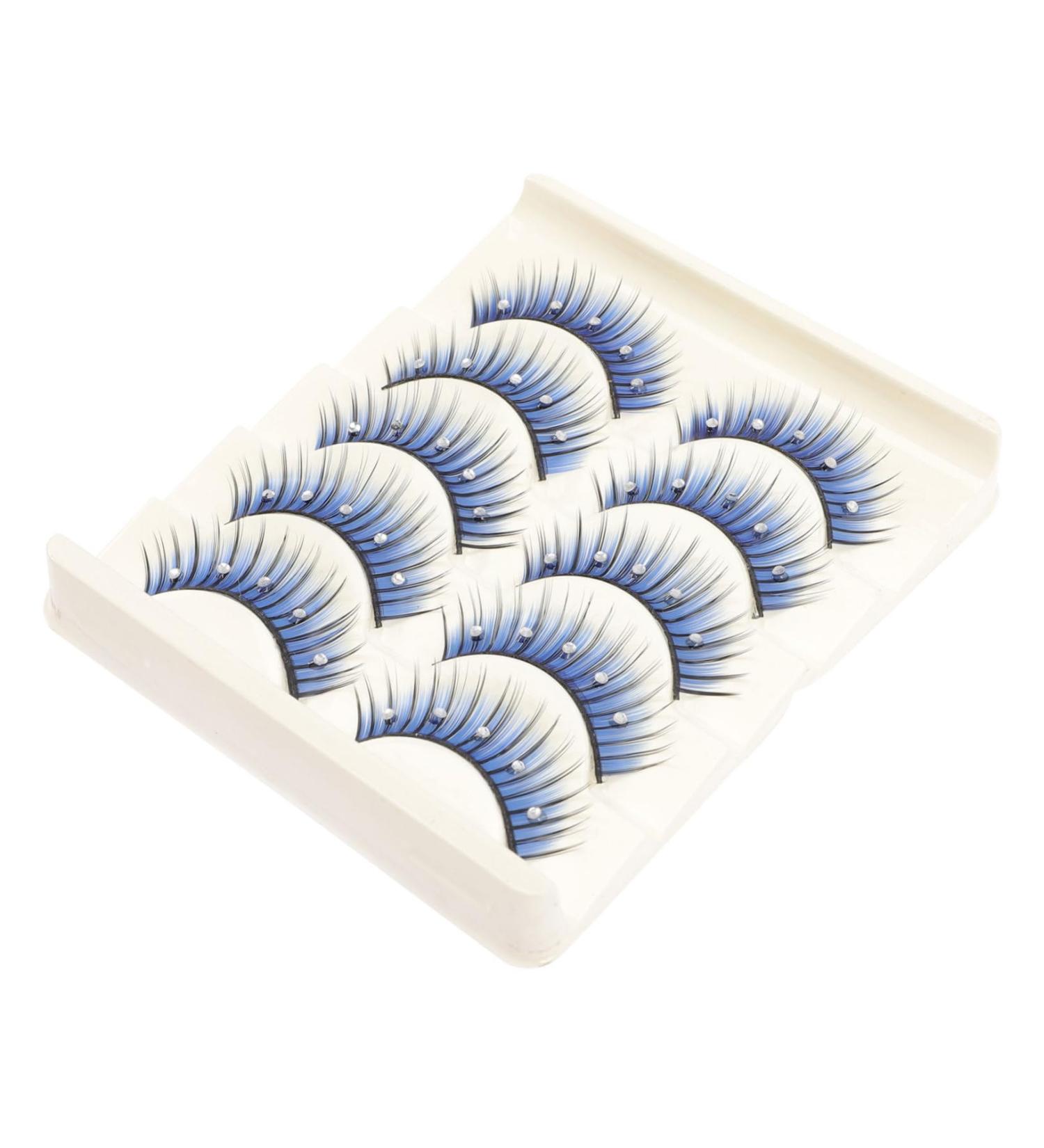 POPETPOP 5 Pairs Fake Lashes Natural False Eyelashes Rhinestone Eyelashes Diamond Lashes Blue Lashes Reusable Black Eyelashes Lashes with Color Fiber With Diamond Rhinestones - Buy Online on GoSupps.com