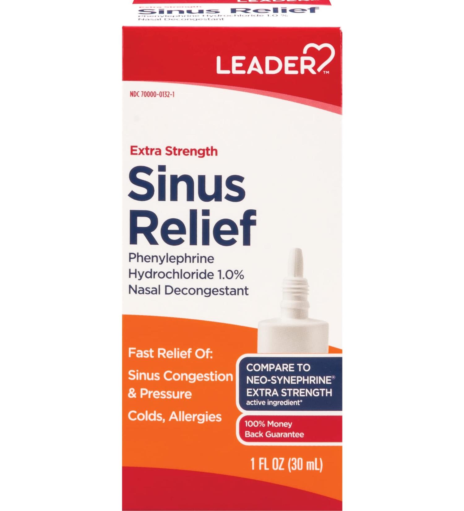 Leader Extra Strength Sinus Relief 1oz x 4 Bottles - Fast Acting Formula - Buy Online on GoSupps.com