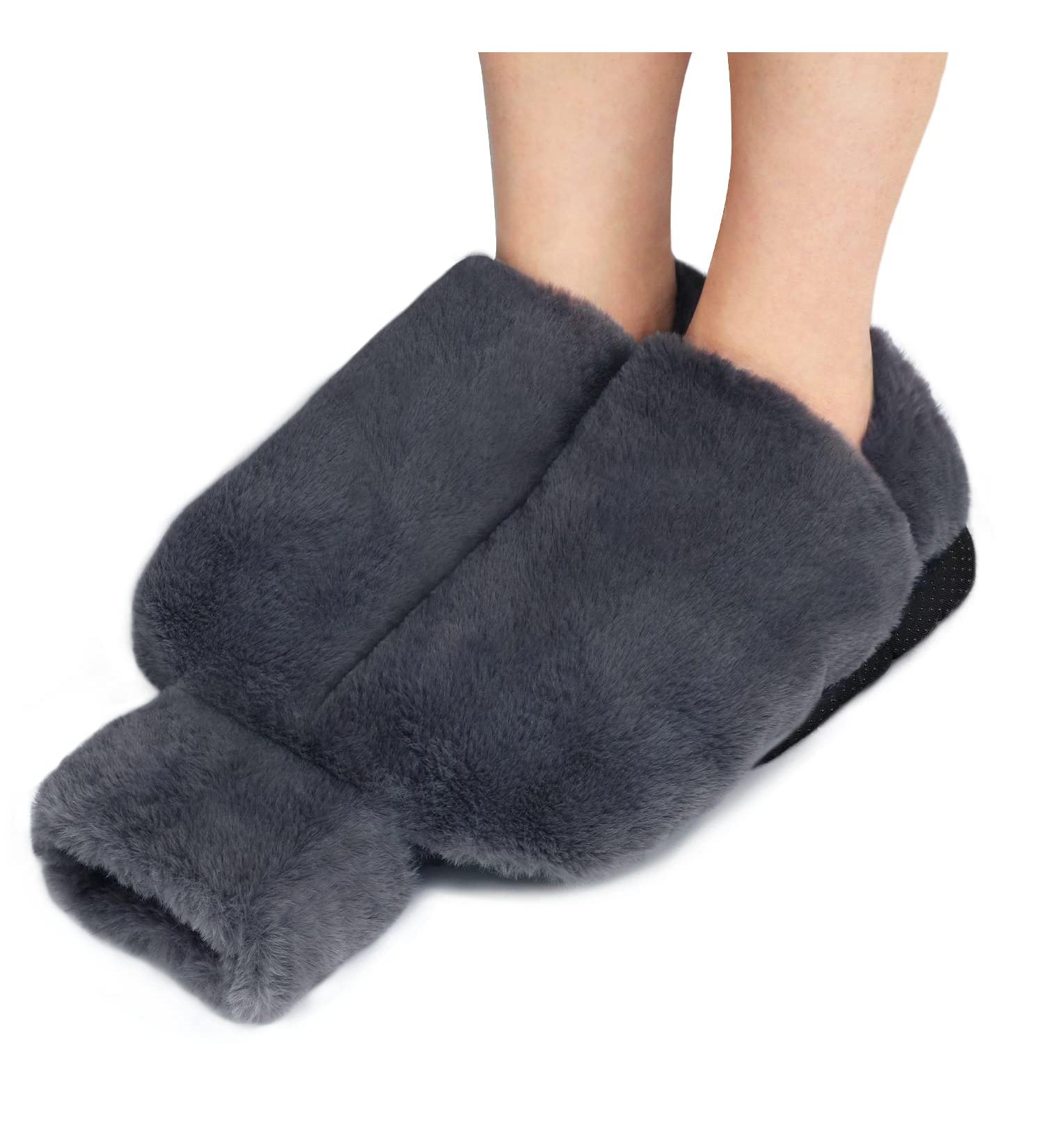 Tgkoddo Electric-Free Foot Warmer | 2L Hot Water Bottle for Cold Feet | 2-in-1 Heating Pad for Adults | Soft & Warm Grey Foot Warmer (40x36cm) - Buy Online on GoSupps.com