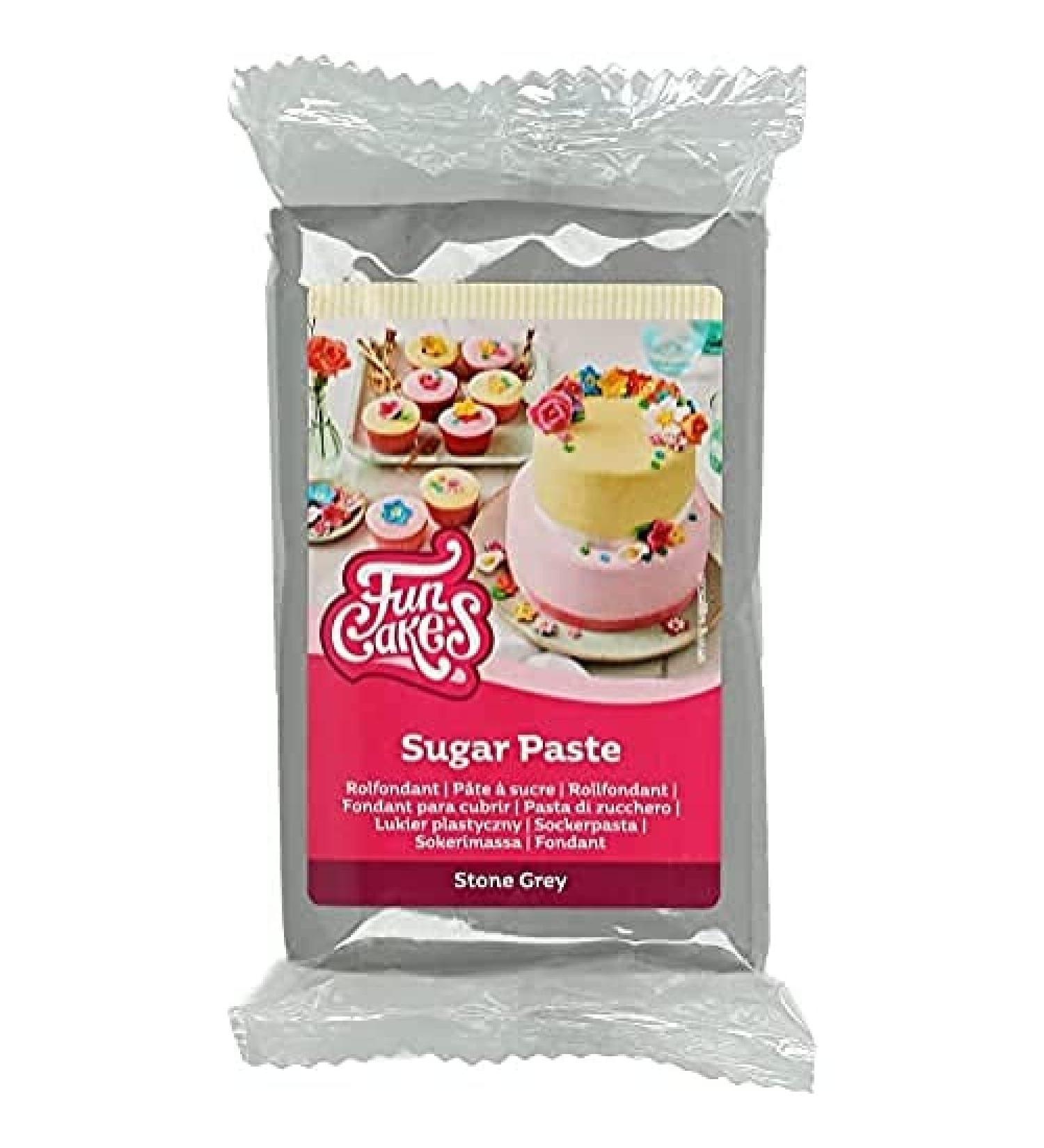 Funcakes Rollfondant Stone Gray: easy to use smooth flexible soft and flexible perfect for decorating cakes halal kosher and gluten -free 250 g
