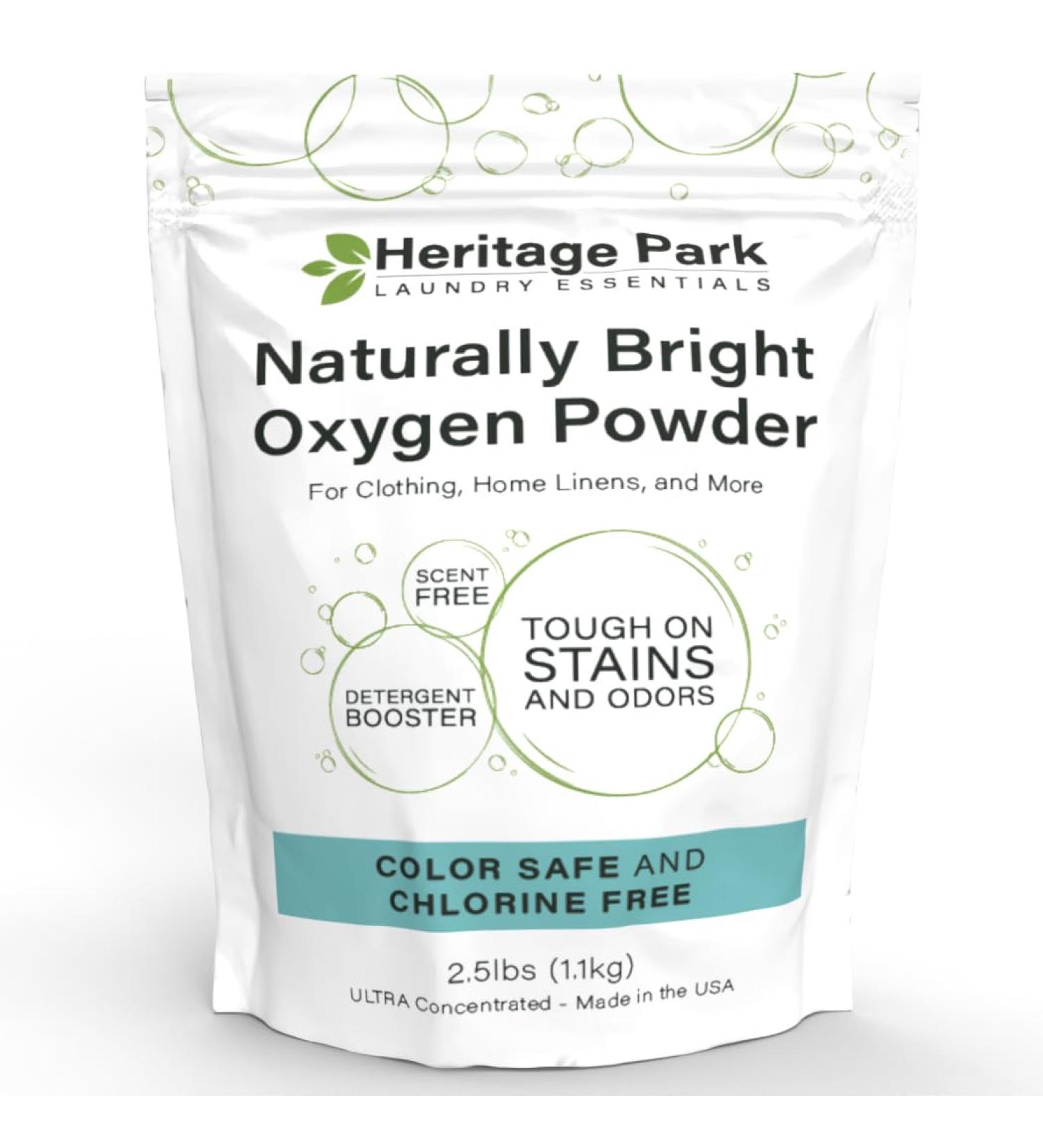 Heritage Park Naturally Bright Oxygen Powder - Color-Safe Chlorine-Free Laundry Detergent Booster (2.5 LBS) | Eco-Friendly Unscented Ultra Concentrated - Buy Online on GoSupps.com