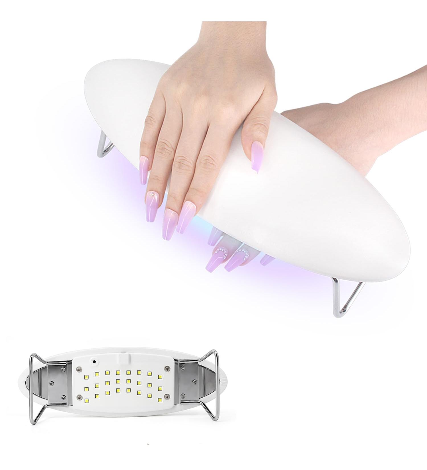 2 in 1 UV LED Nail Lamp with Hand Rest Pillow and Arm Cushion - 48W Nail Dryer for Gel Nails - Beauty Arm Rest Manicure Tool - White - Buy Online on GoSupps.com