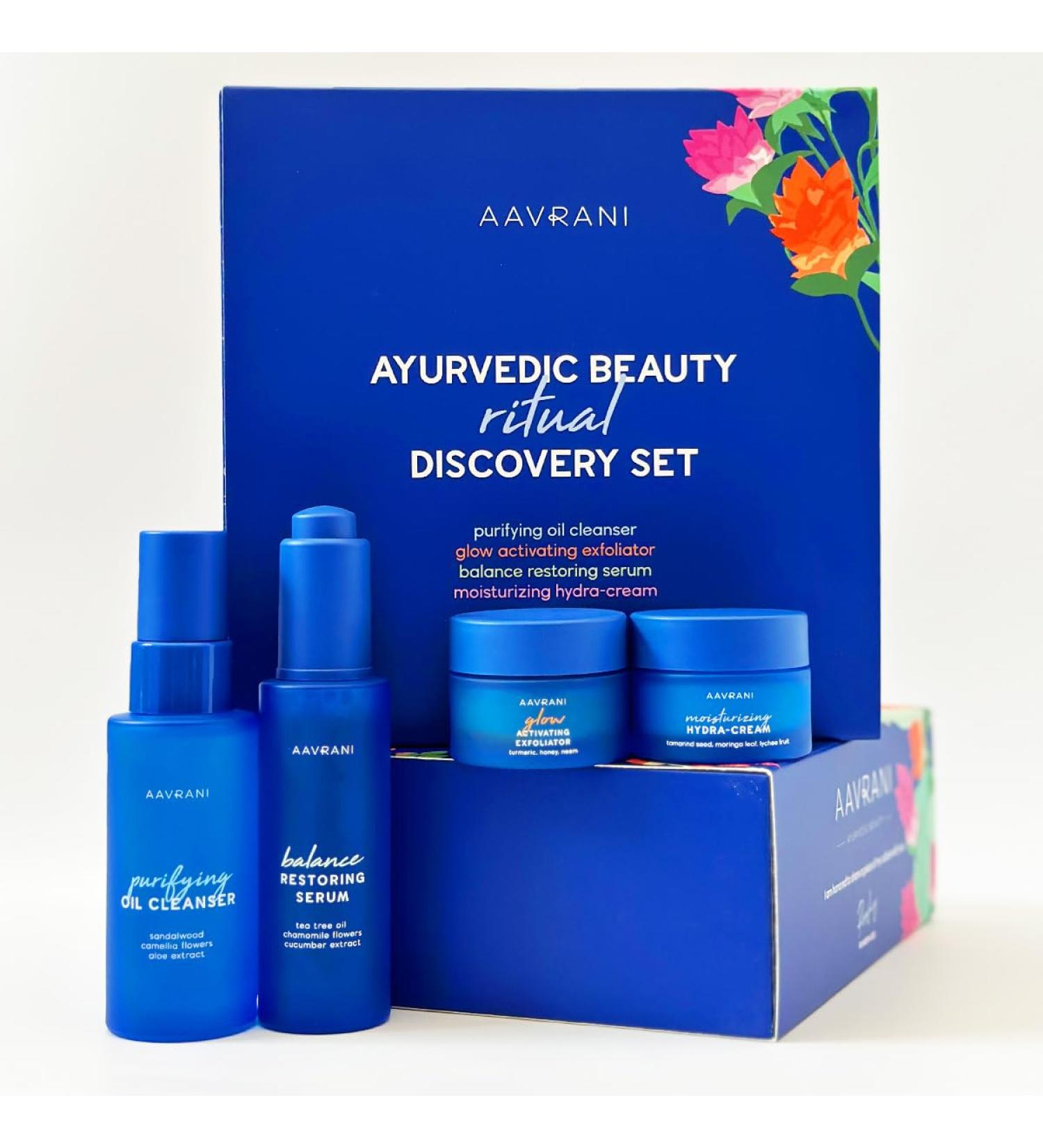 Shop Aavrani Beauty Ritual Discovery Set - Travel Size Purifying Oil Cleanser Exfoliator Serum & Moisturizing Cream for Radiant Skin - International Shipping Available - Buy Online on GoSupps.com