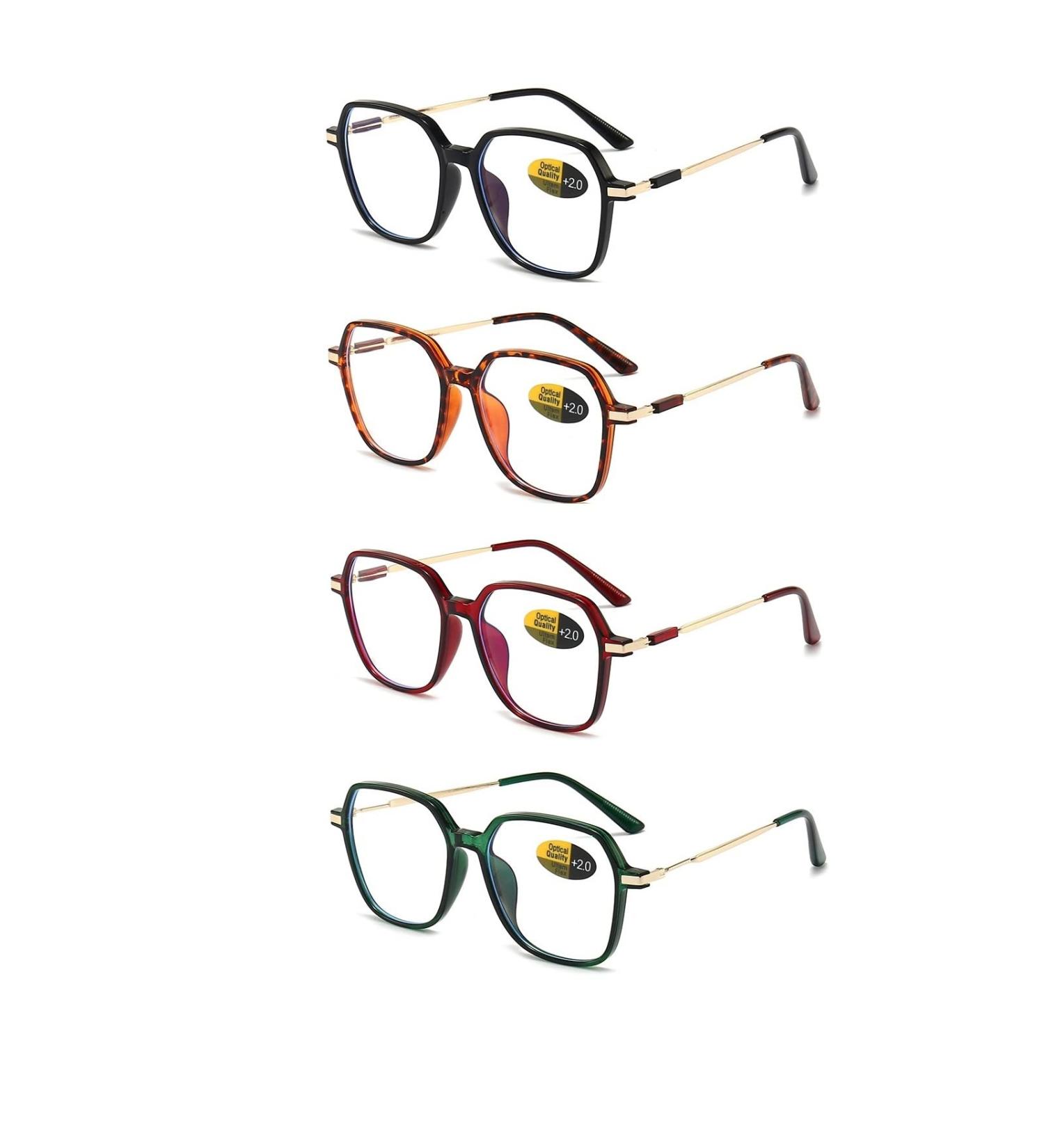 4 Pack Oversized Blue Light Blocking Reading Glasses for Men & Women - Fashionable Computer Readers 2 Diopters - Buy Online on GoSupps.com
