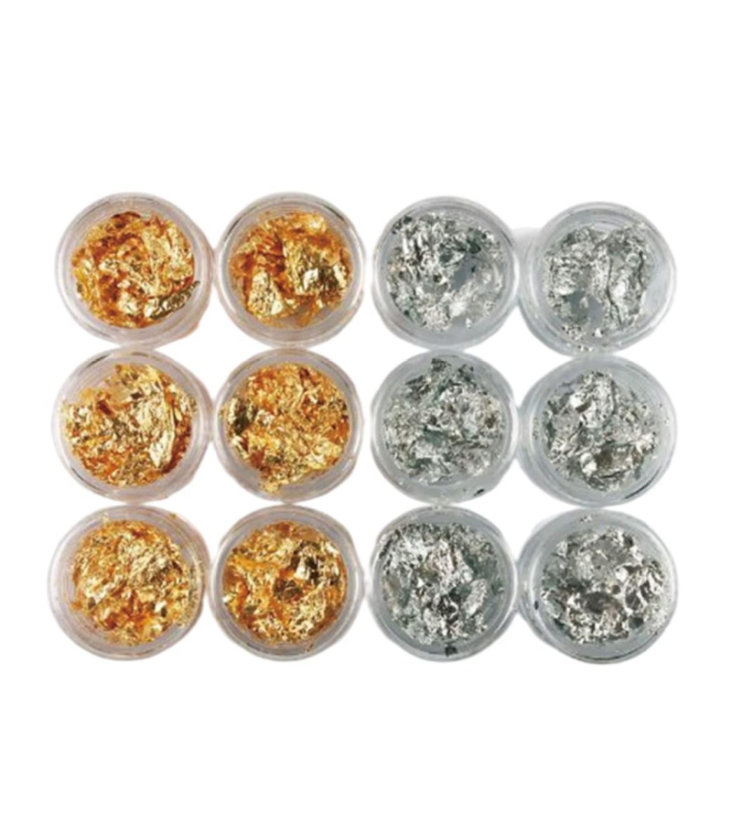 Gel Nail Polish Set 12 Pot/Set Nail Art Accessories Gold Silver Paillette Foil Chip Sparkling Flake DIY Glitter Decal Acrylic UV Gel Decoration - Buy Online on GoSupps.com