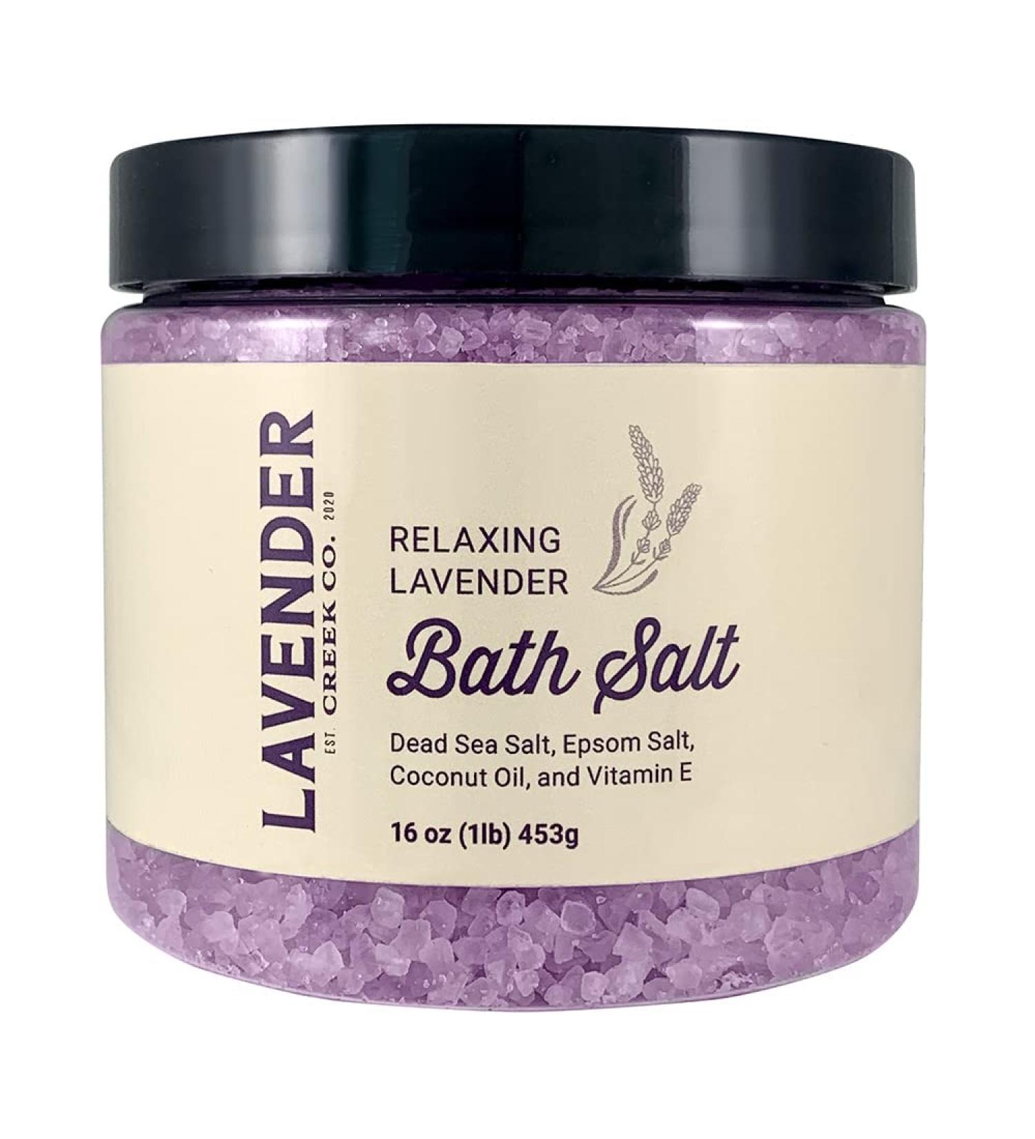 Relaxing Lavender Bath Salt with Epsom & Dead Sea Minerals - Soothing Foot Soak for Women | Muscle Relief & Luxury Bath Products - 1 lb - Buy Online on GoSupps.com