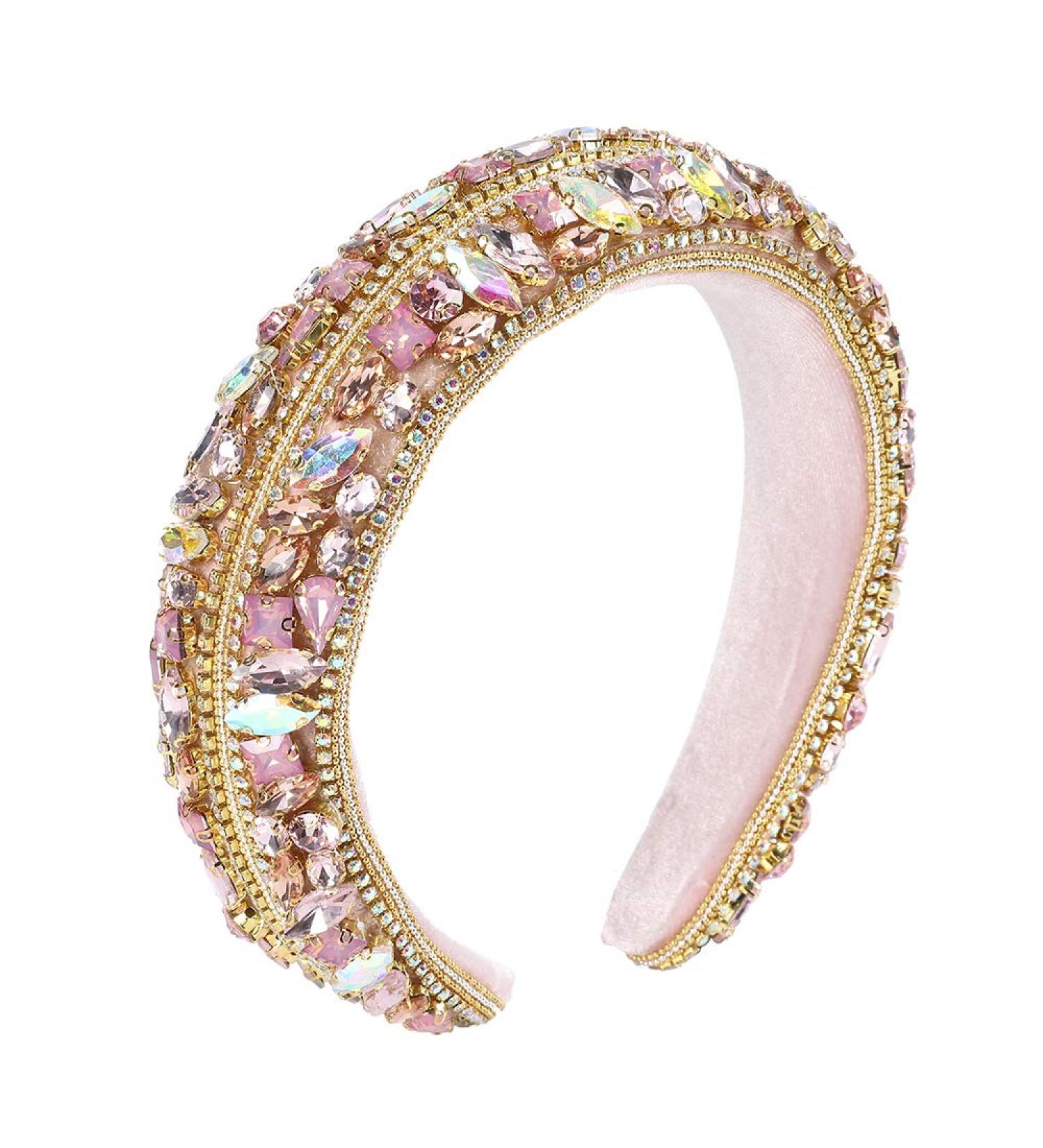 HAIMEIKANG Pink Velvet Rhinestone Baroque Crystal Headband for Women and Girls - Buy Online on GoSupps.com