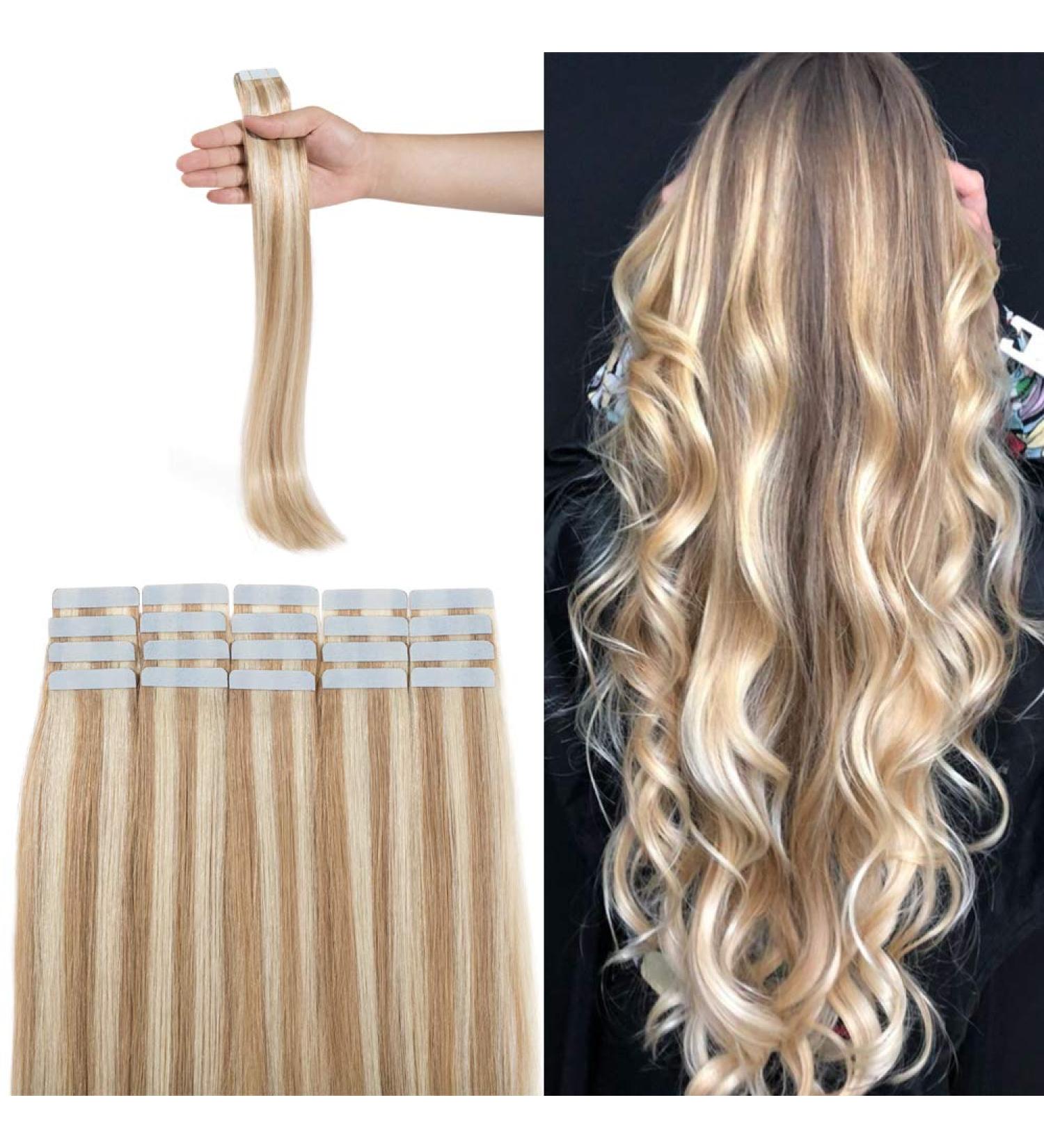 Shop Silk Co Tape-in Extensions | Real Remy Hair #18/613 Ashblond | 50g 55cm Length 20 Pieces - Buy Online on GoSupps.com