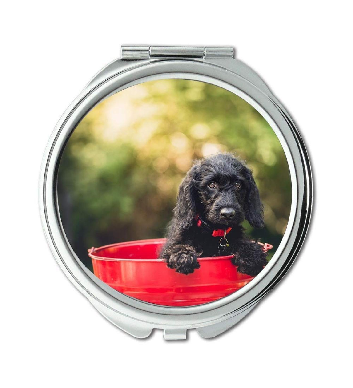 Mirror Compact Mirror Adorable Dog Bucket Animal Canine Cute Pet Puppy pocket mirror portable mirror - Buy Online on GoSupps.com