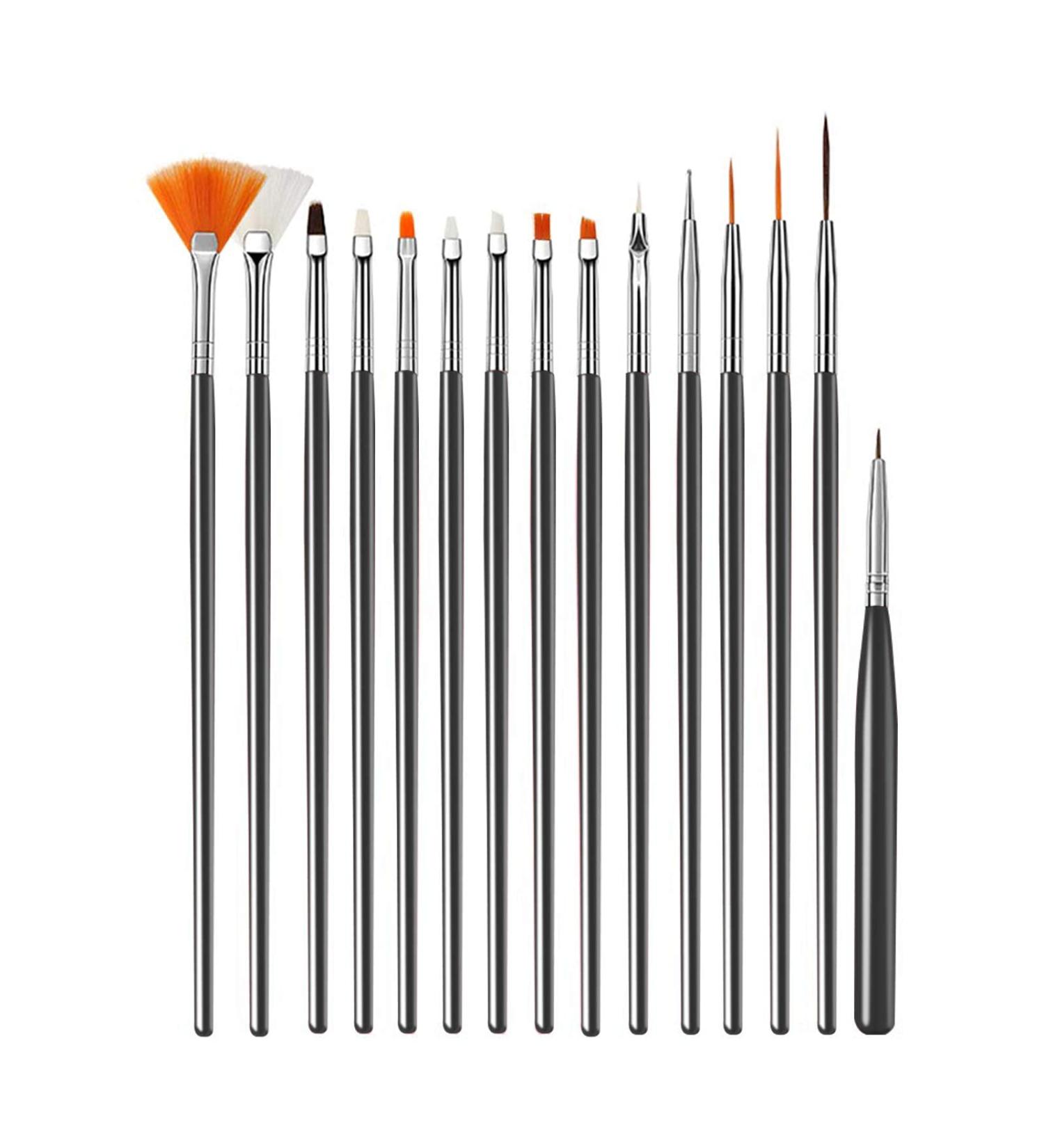 15-Piece Nail Art Set | UV Gel Acrylic Brushes & Dotting Tools for DIY Nail Designs - Buy Online on GoSupps.com