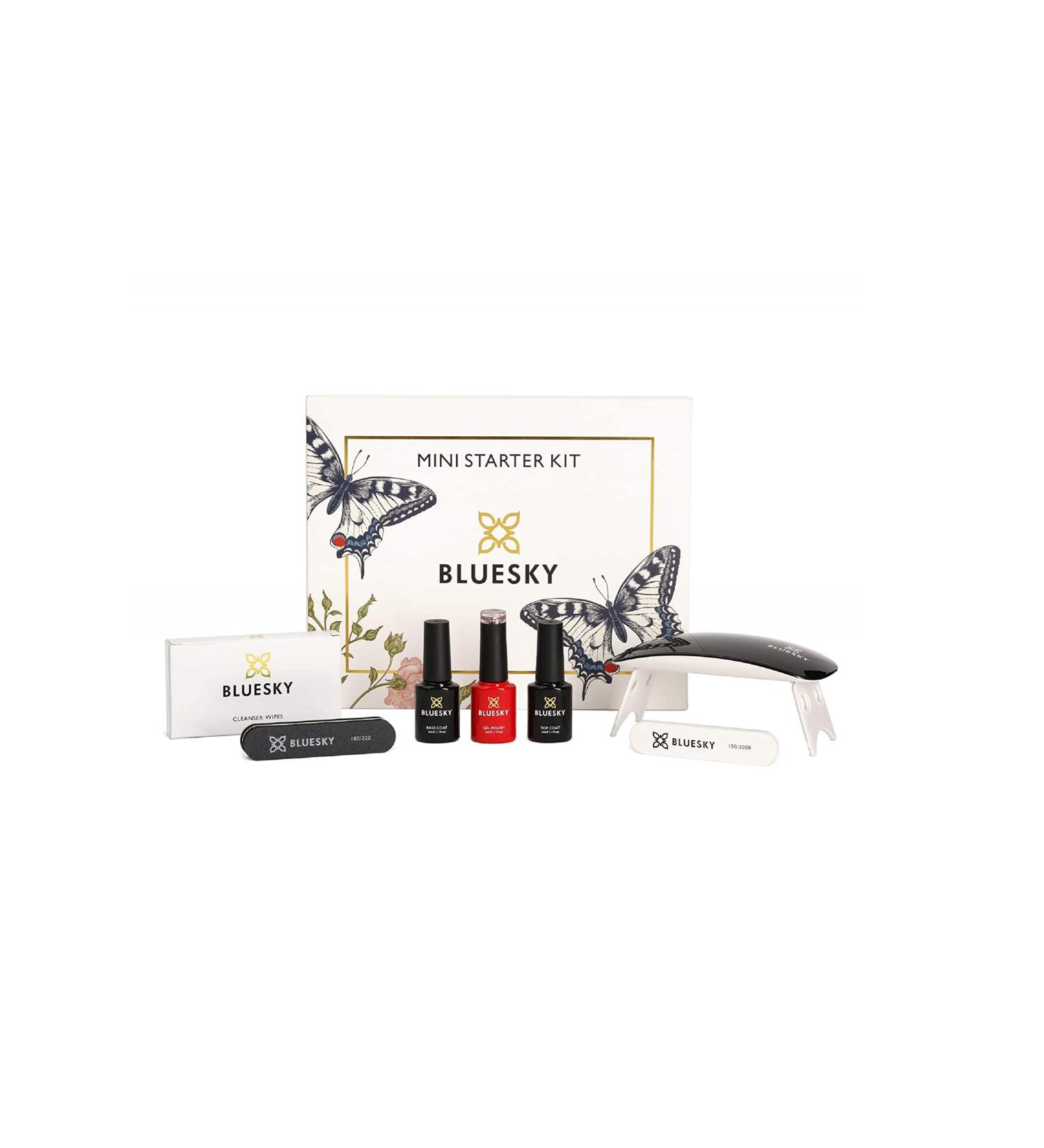 Bluesky Gel Nail Kit With Mini UV LED Lamp S06N Pink Gold Glitter Gel Polish Base and Top Coat Set Nail File Buffer Cleanser Wipes - Buy Online on GoSupps.com