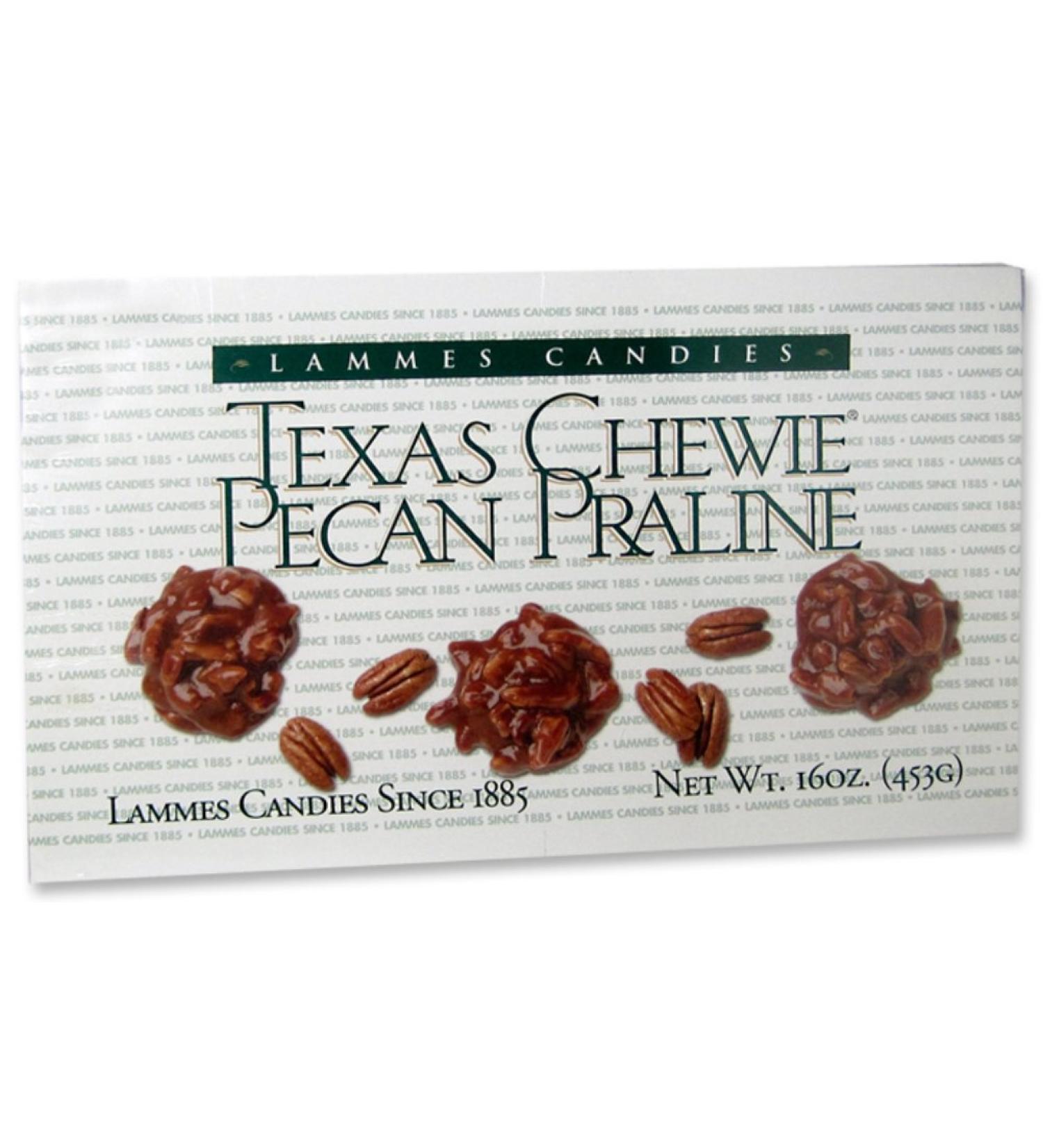Lammes Candies Texas Chewie Pecan Praline 16oz Caramel Pecans Pralines Boxes Individually Wrapped Chewies